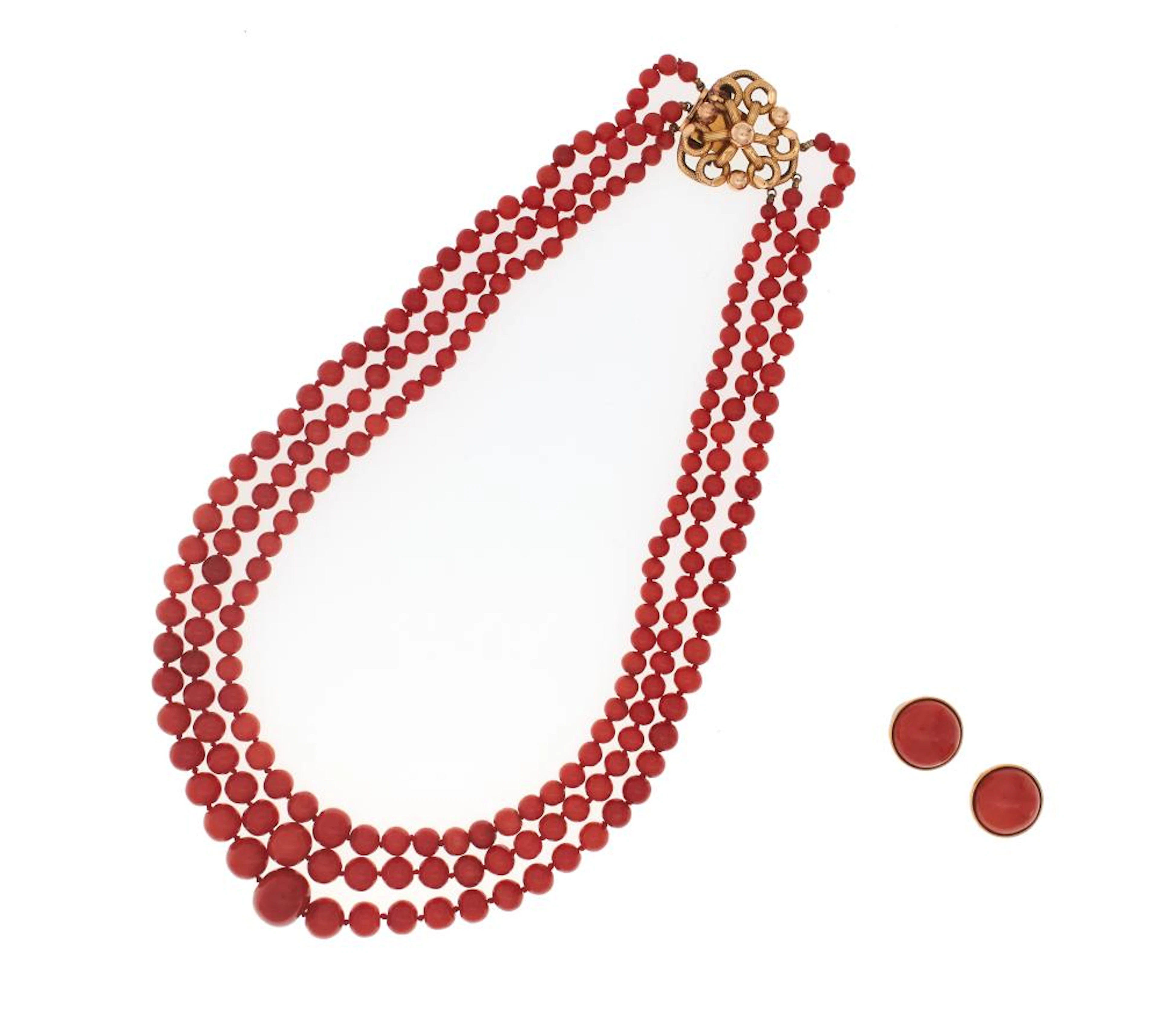 red mediterranean coral demi parure