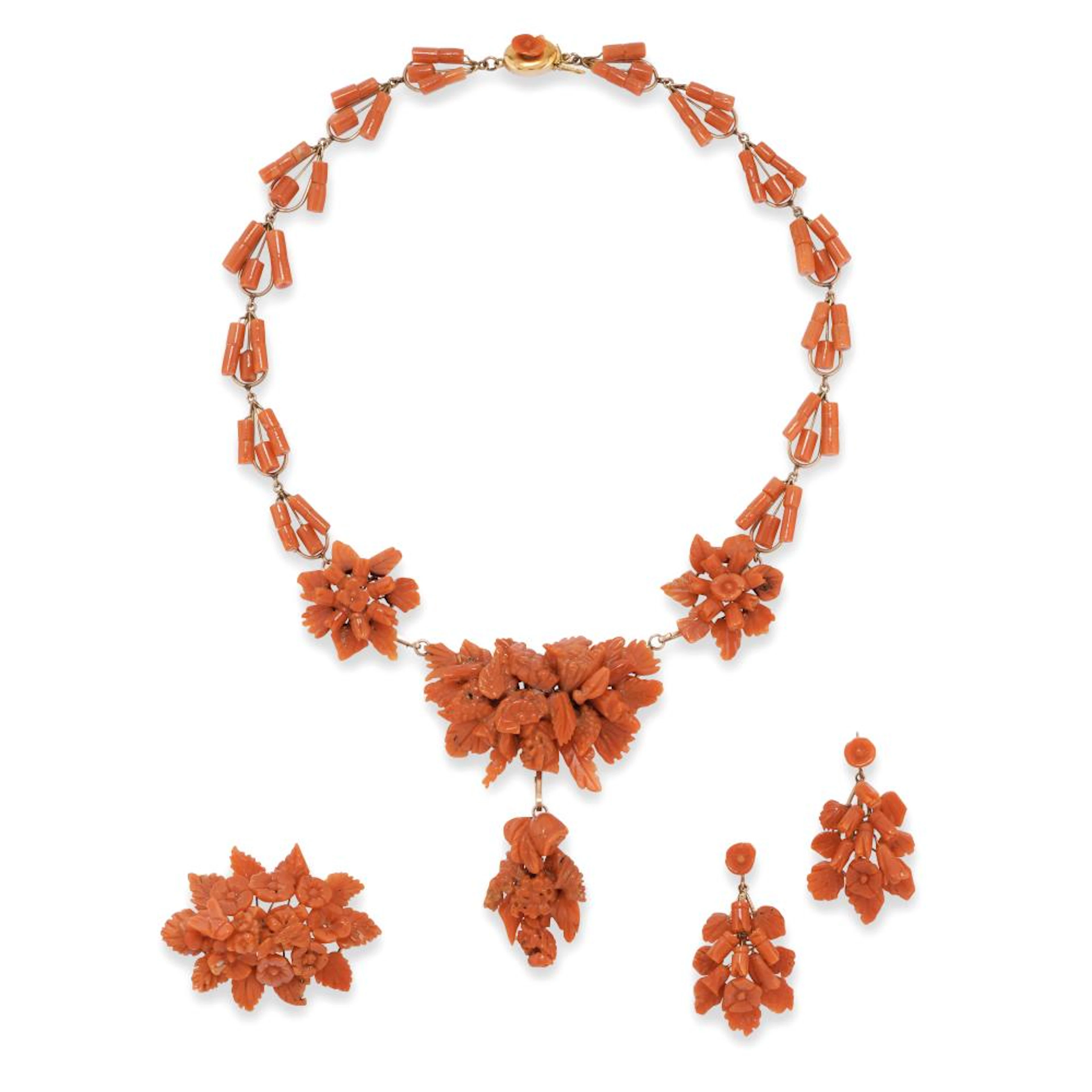 Red Mediterranean coral parure