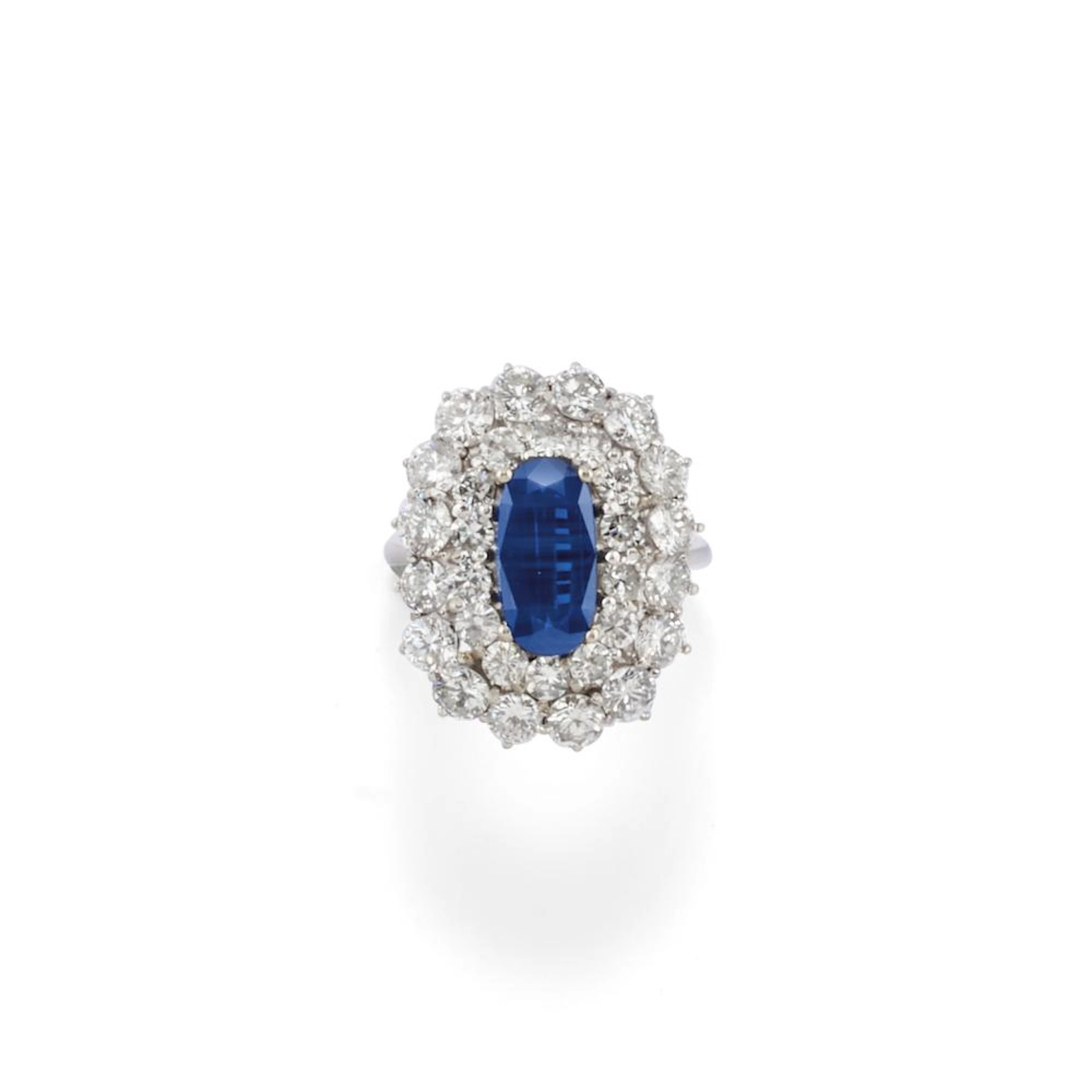 Blue sapphire and diamond ring