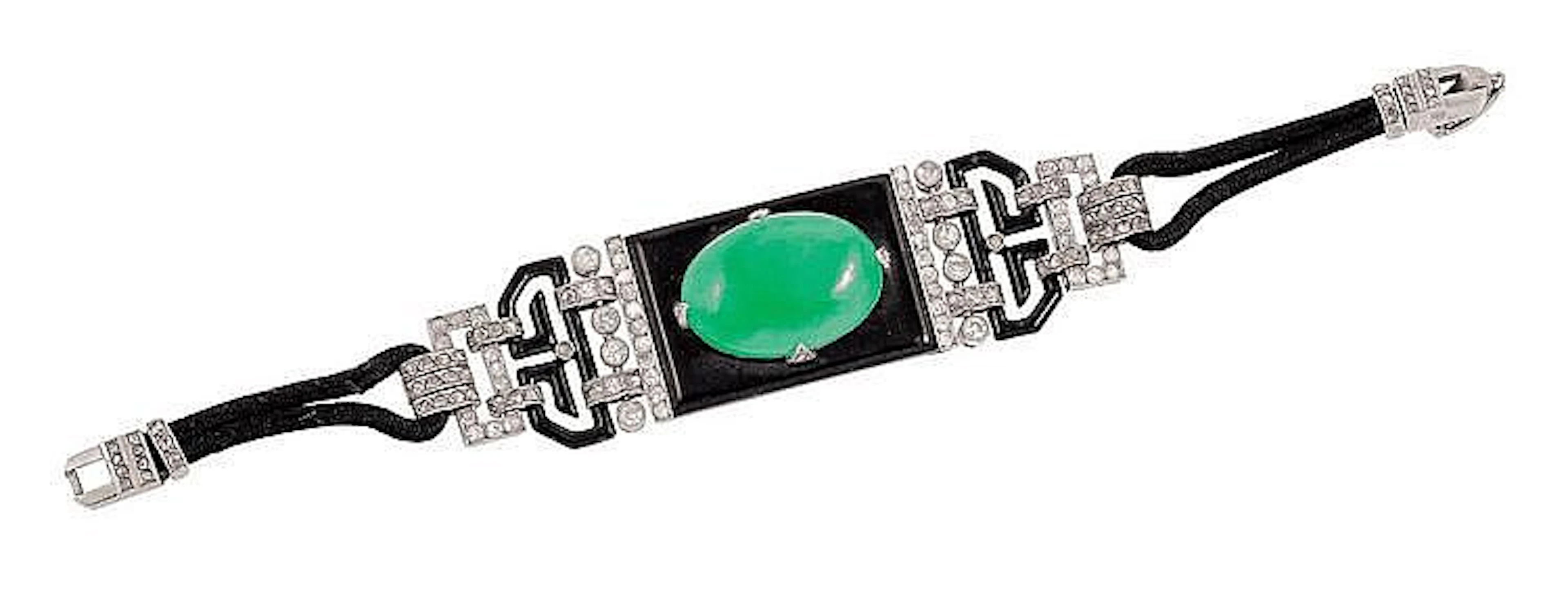 BRACCIALE DECO? IN GIADEITE JADE, ONYX AND DIAMONDS DECO