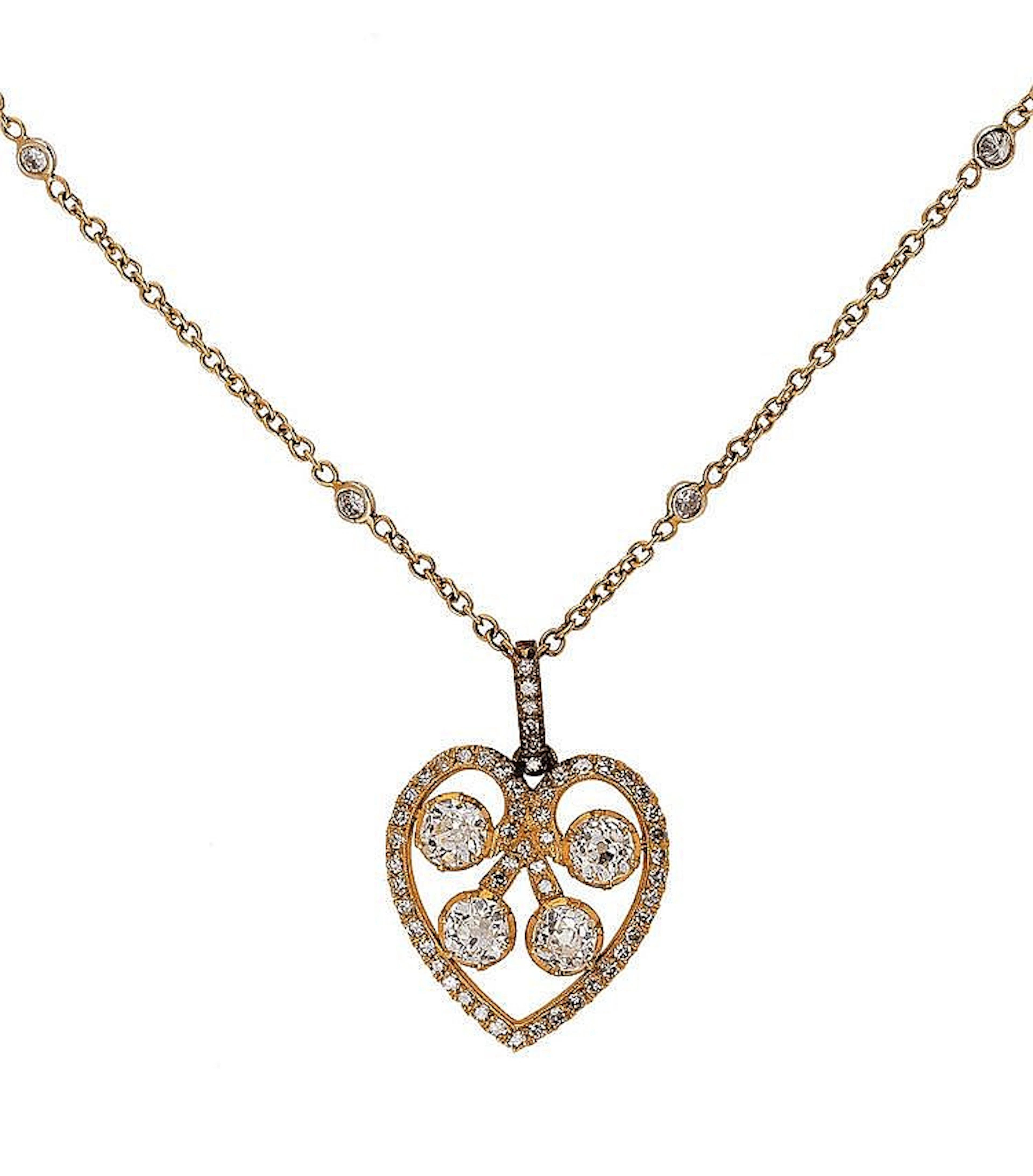 COLLANA CON PENDENTE A CUORE IN DIAMANTI NECKLACE WITH...