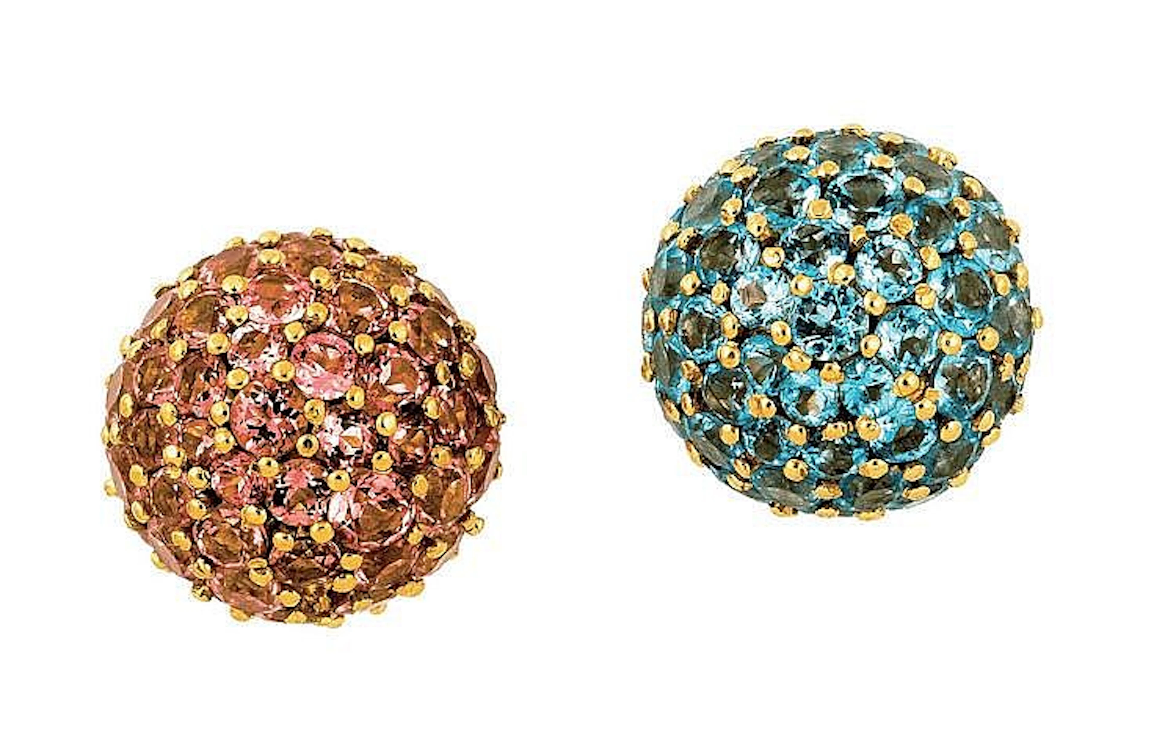 PAIO DI ORECCHINI IN TOPAZI BLU E ROSA PINK AND BLUE TOPAZ PAIR OF CLIP EARRINGS