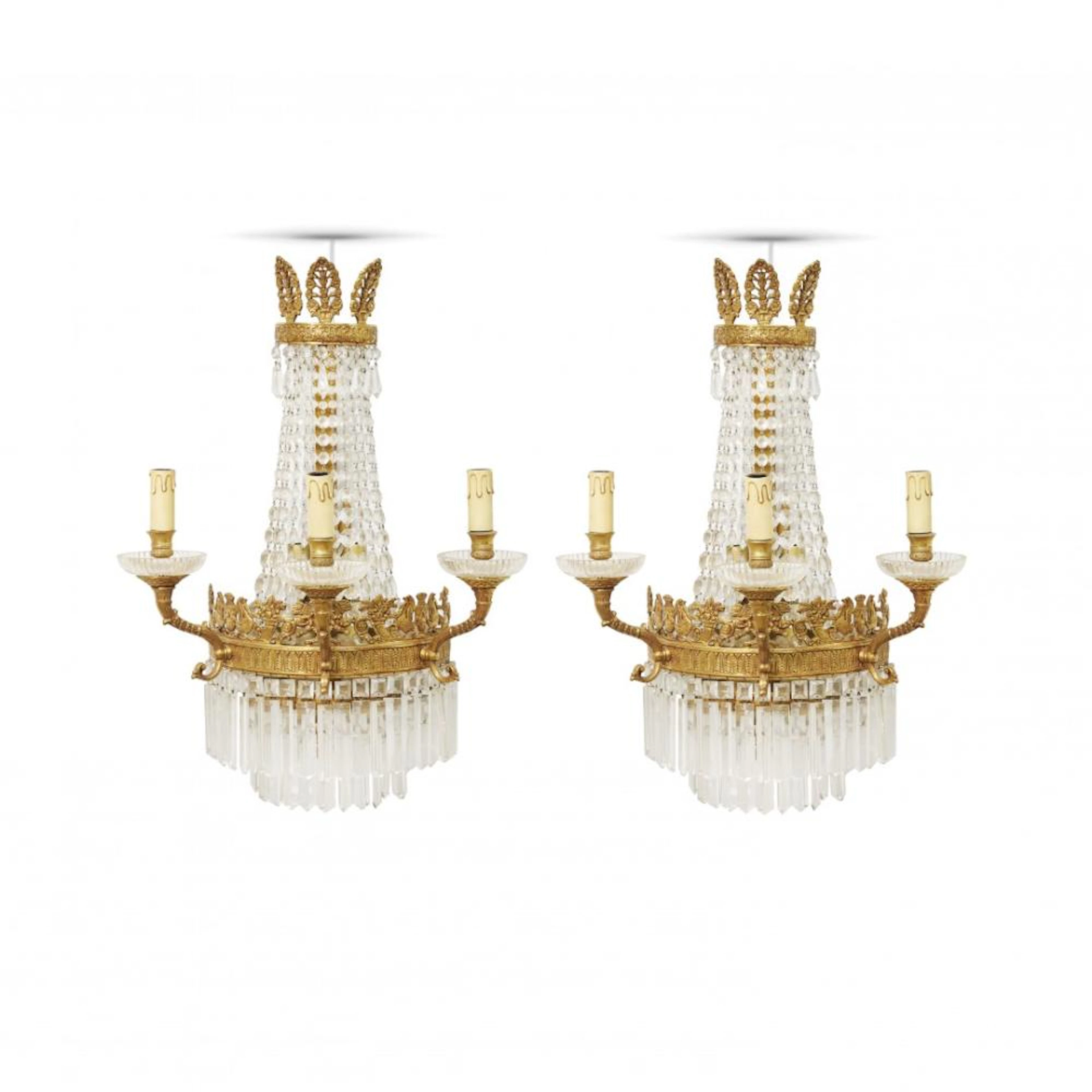 LAMPADARIO E COPPIA DI APPLIQUES IMPERO XIX SECOLO...