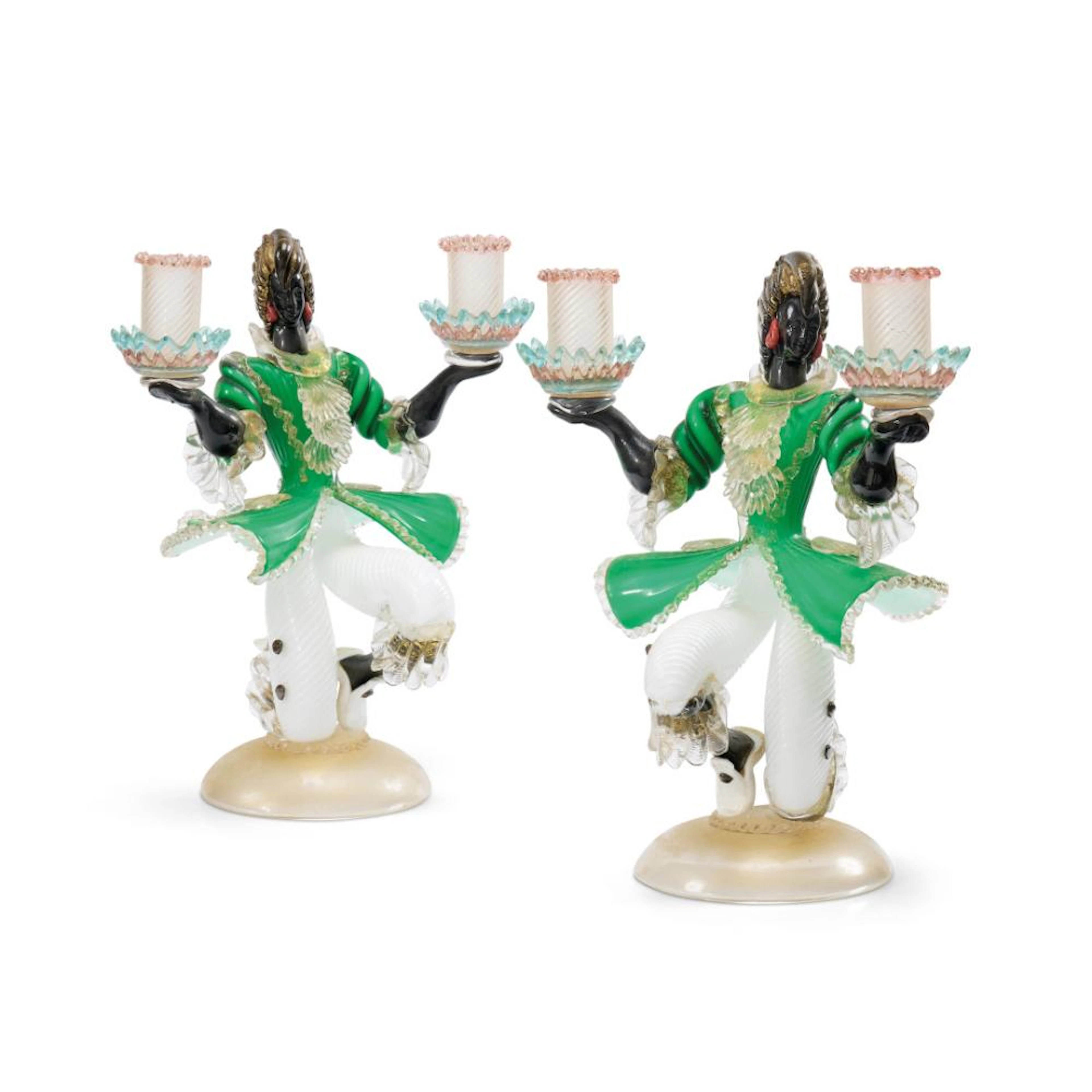 COPPIA DI CANDELABRI DA TAVOLO Murano