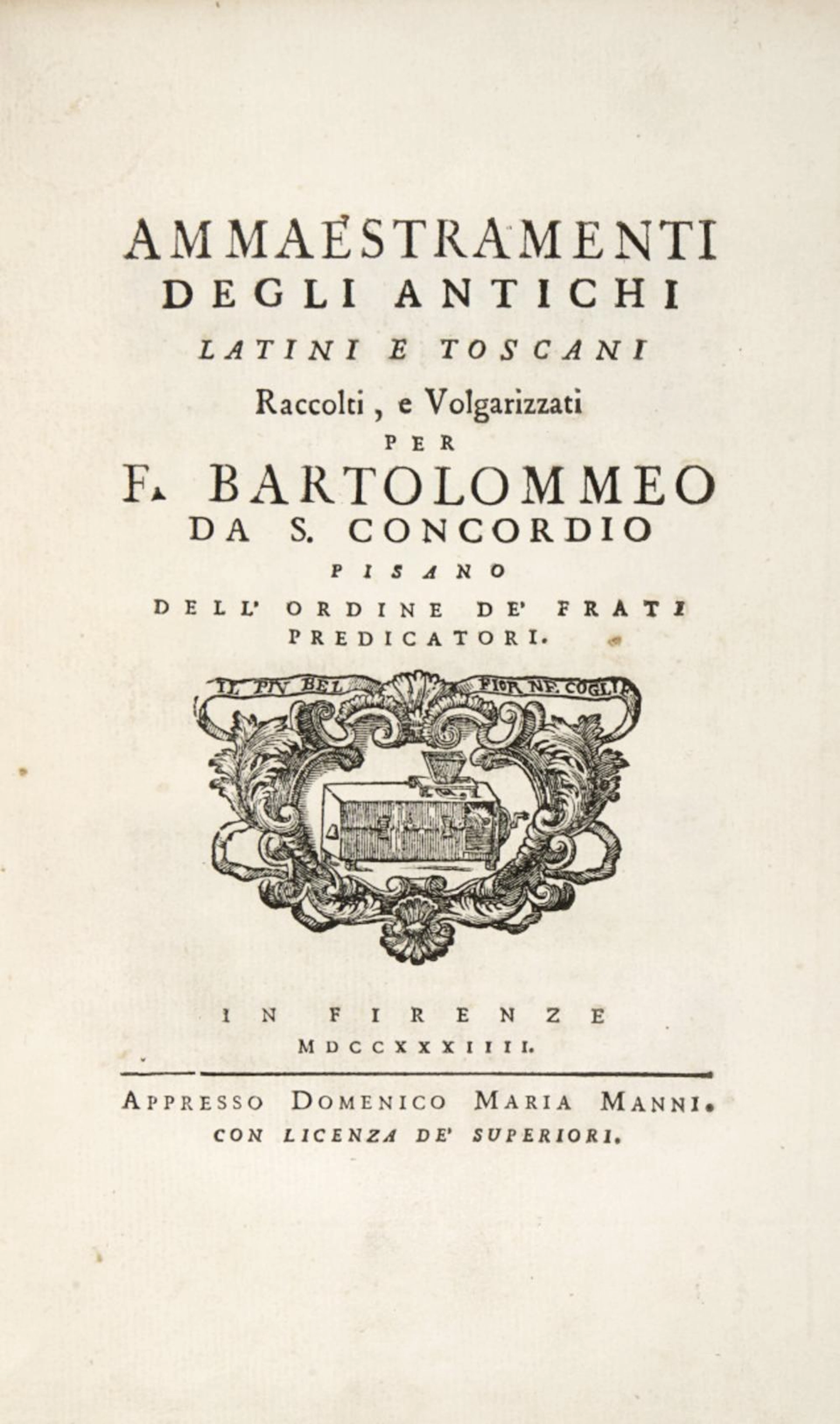 Bartolomeo da San Concordio Ammaestramenti degli antichi...