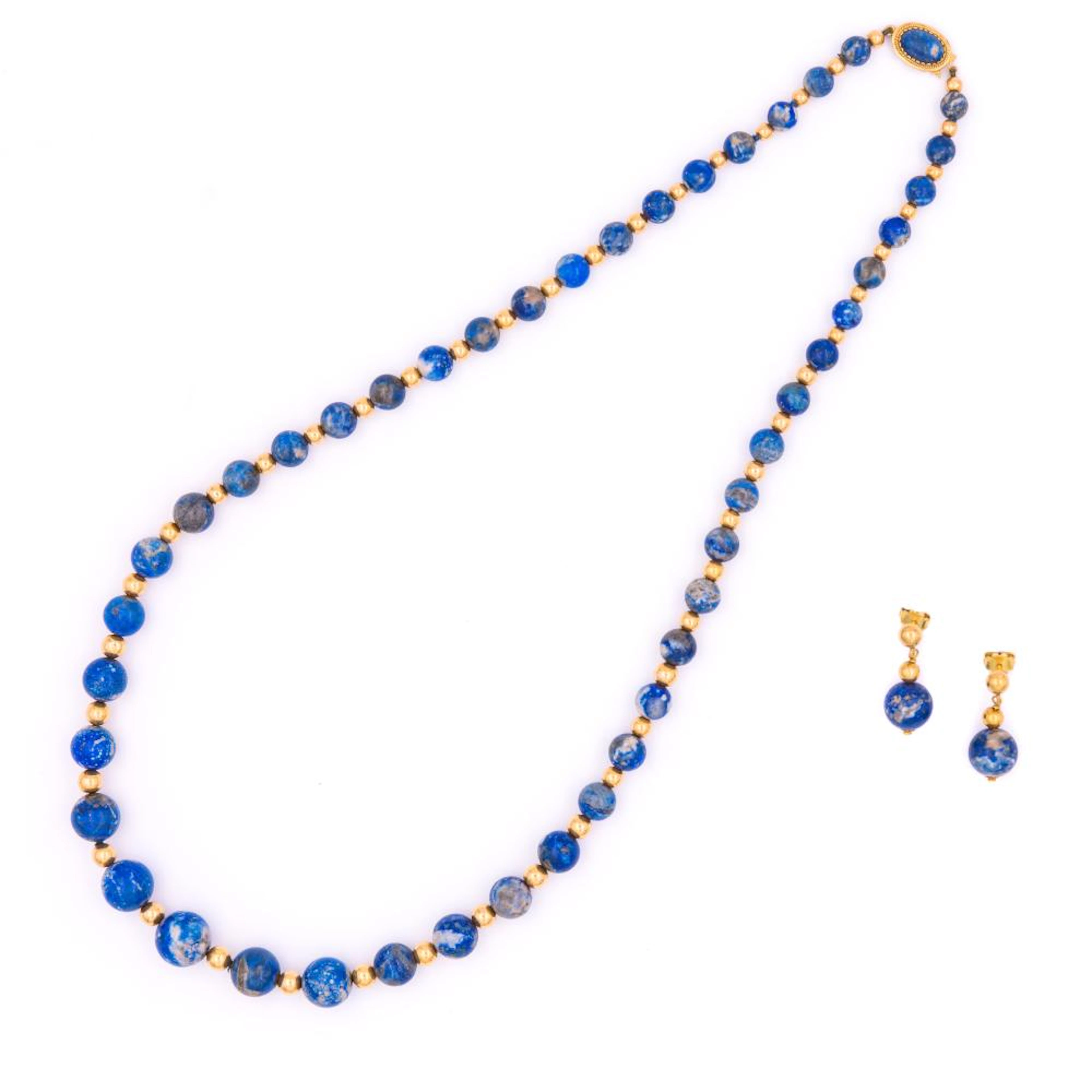 lapis lazuli and gold demi-parure
