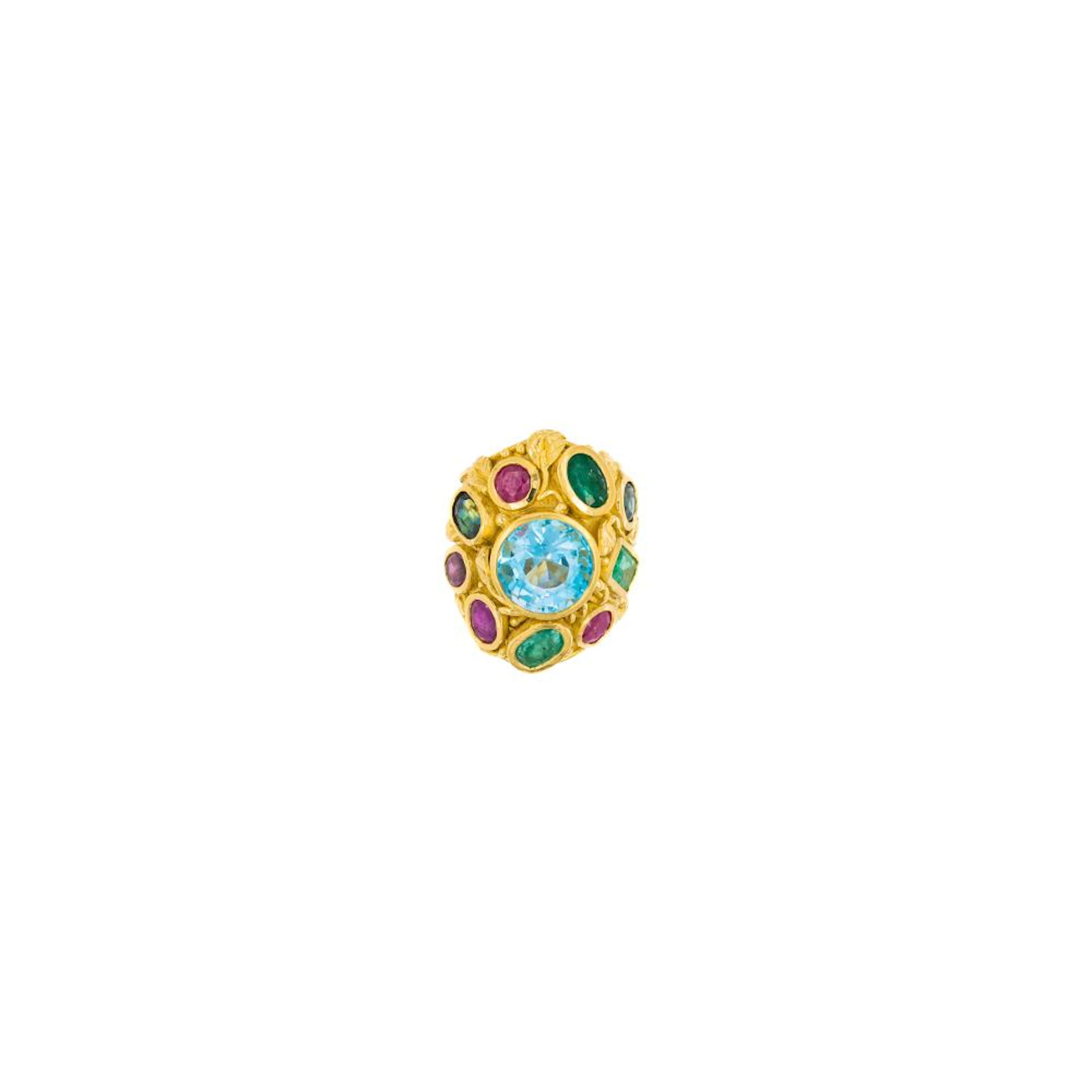 large yellow gold and gem-set ring