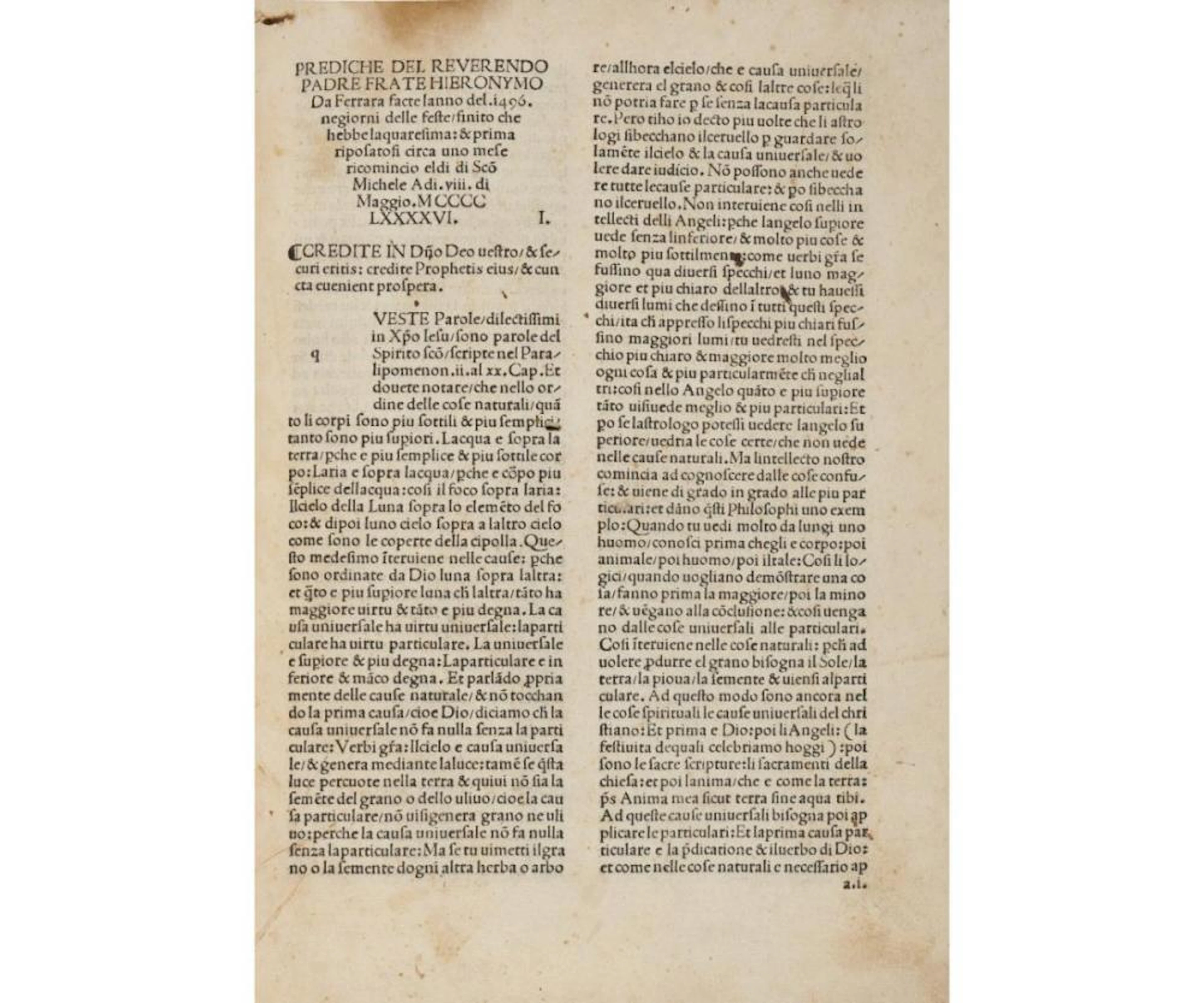 Savonarola, Michele Prediche dalla pasqua all' avvento dell'anno 1496.