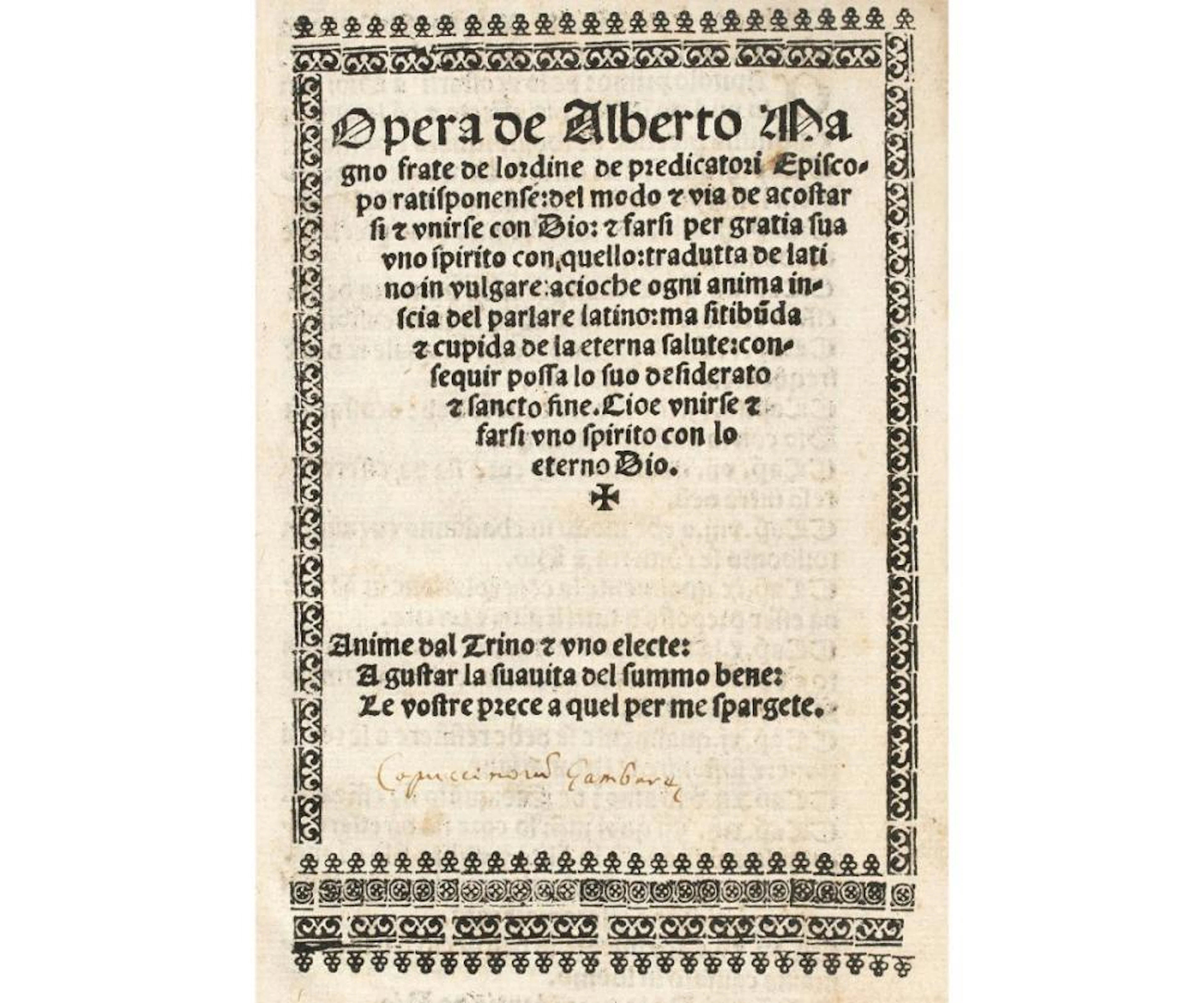 Alberto Magno Opera ... del modo et via de acostarsi et unirse con Dio.