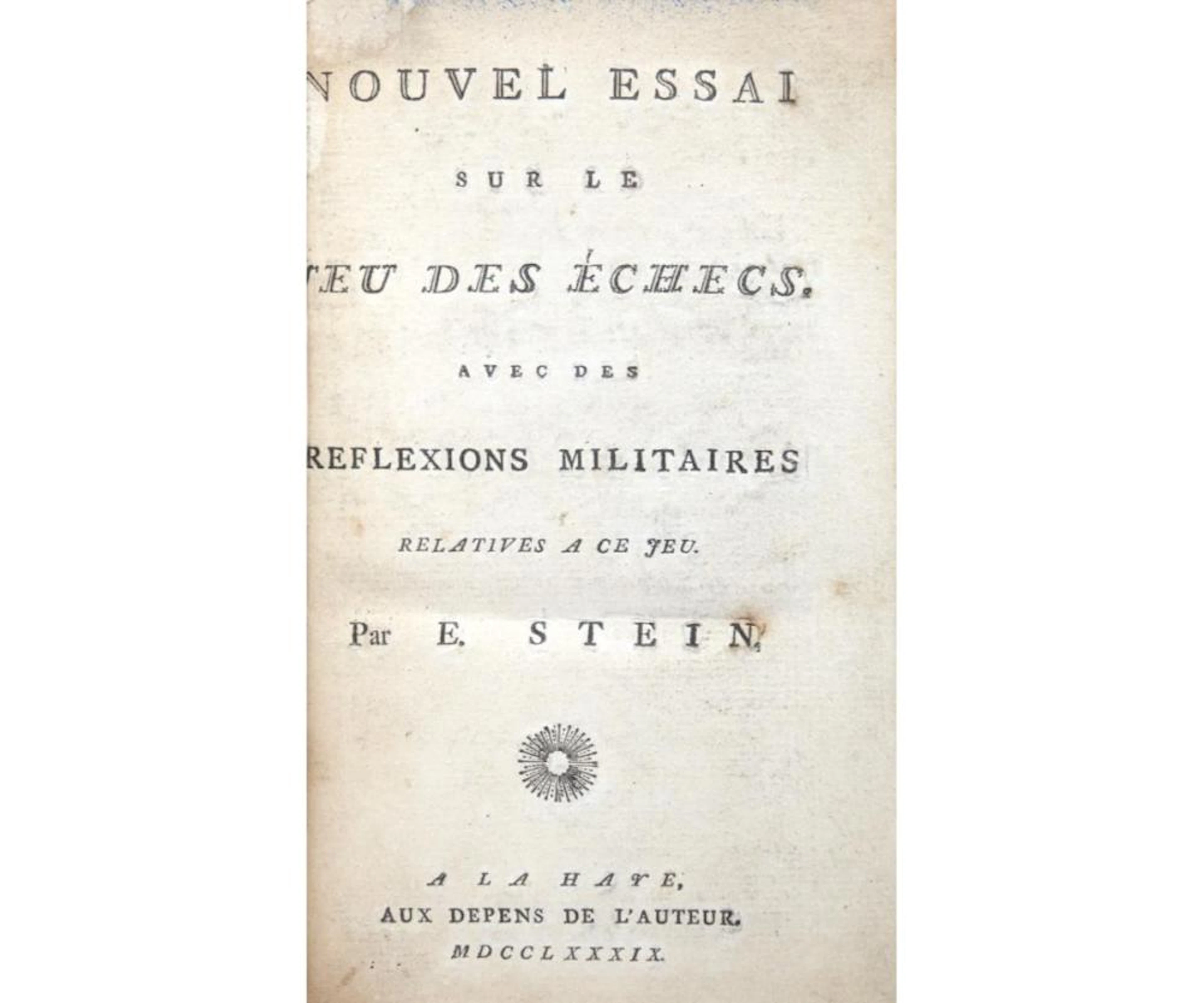 Stein, Elias Nouvel essai sur le jeu des échechs.
