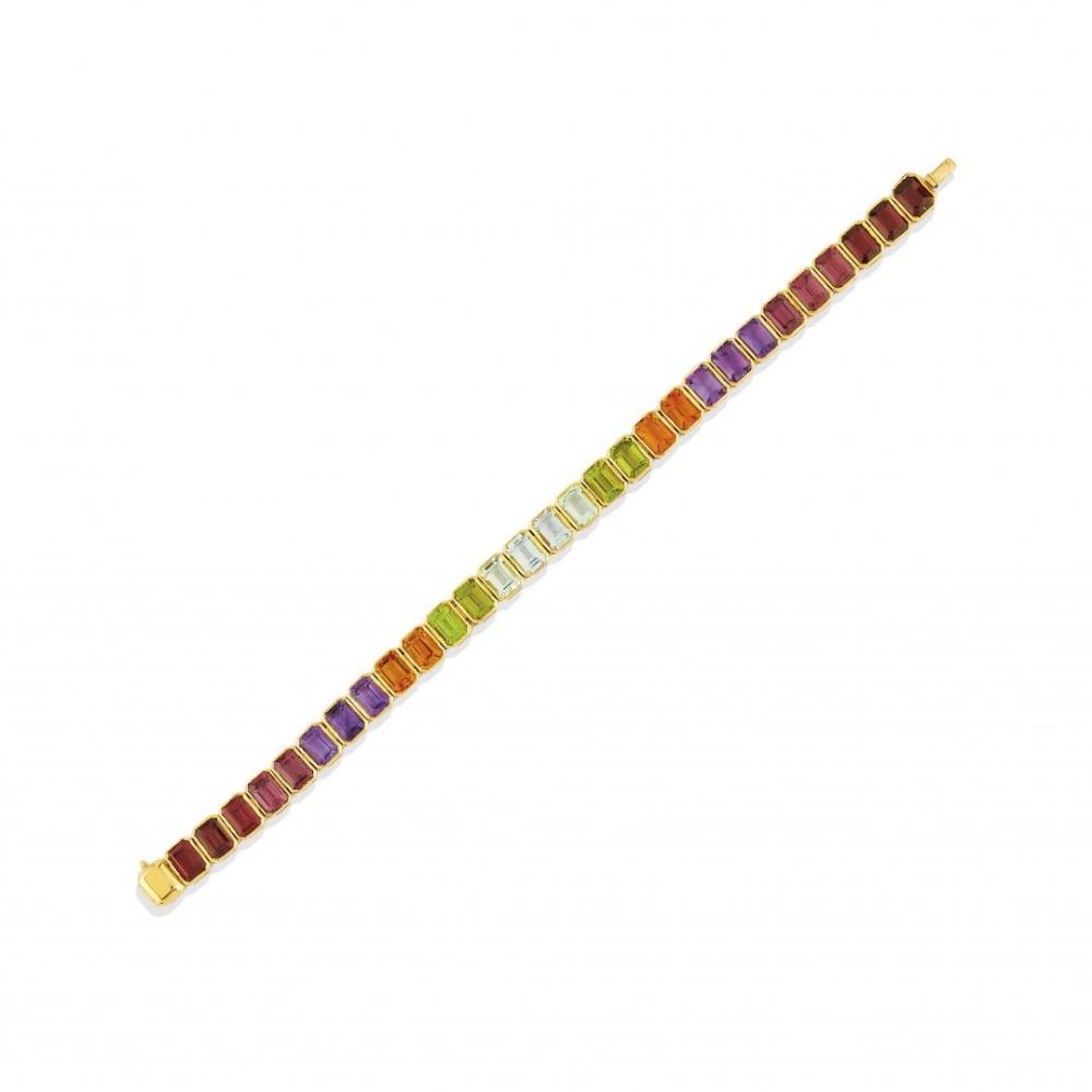 MULTI-COLOURED GEM-SET TENNIS BRACELET