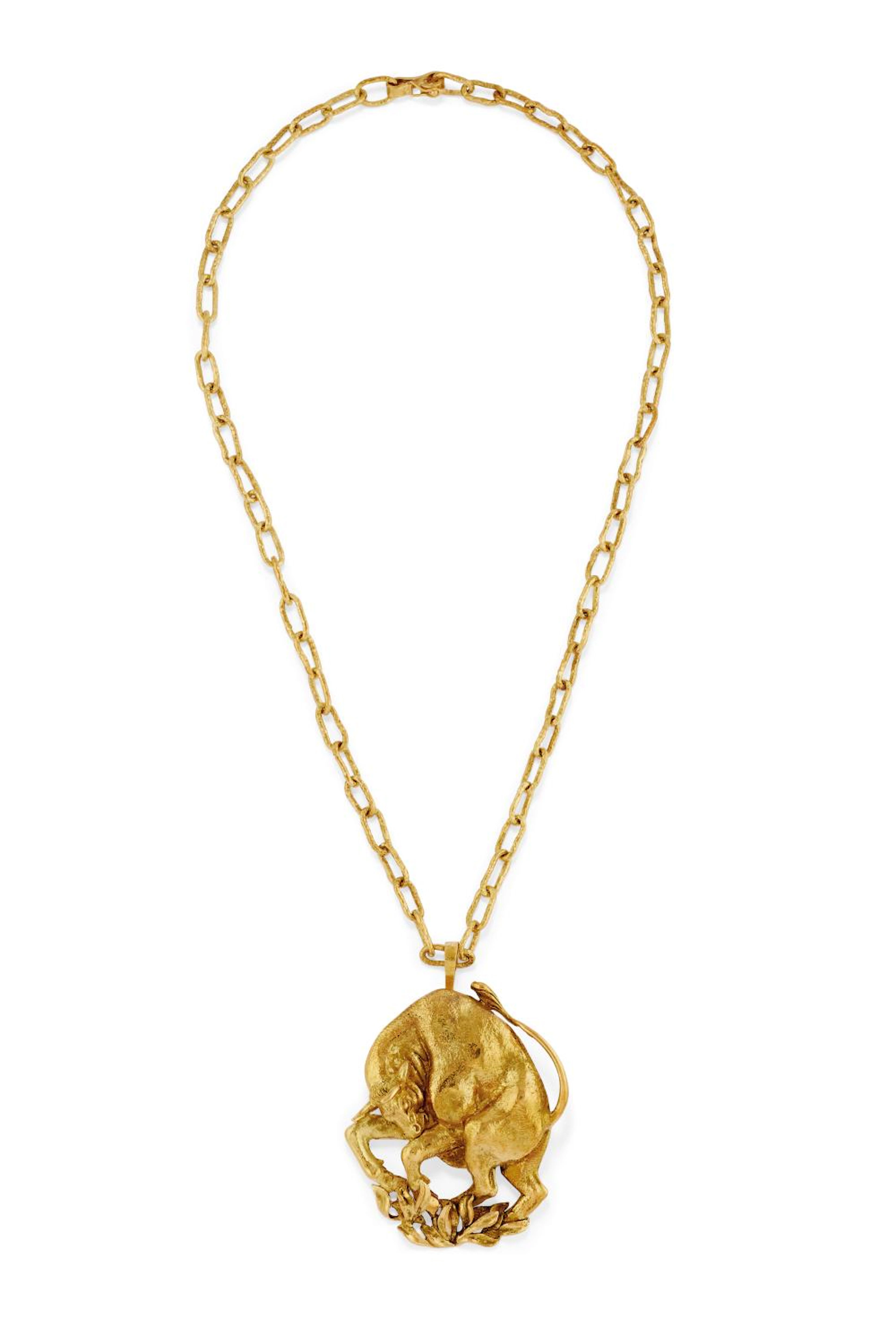 18K YELLOW GOLD NECKLACE WITH PENDANT-BROOCH
