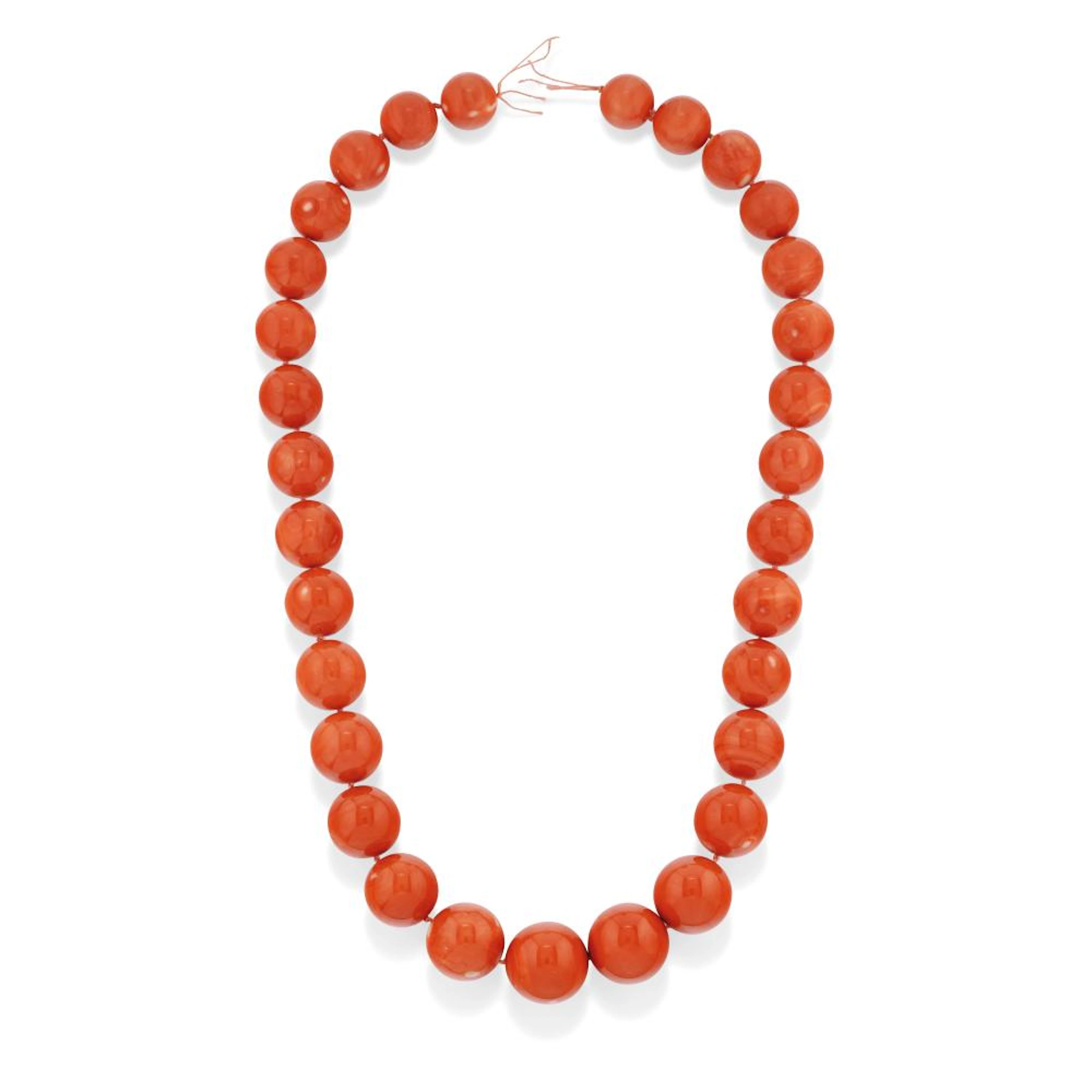STRAND OF JAPANESE RED MOMO CORAL BEADS