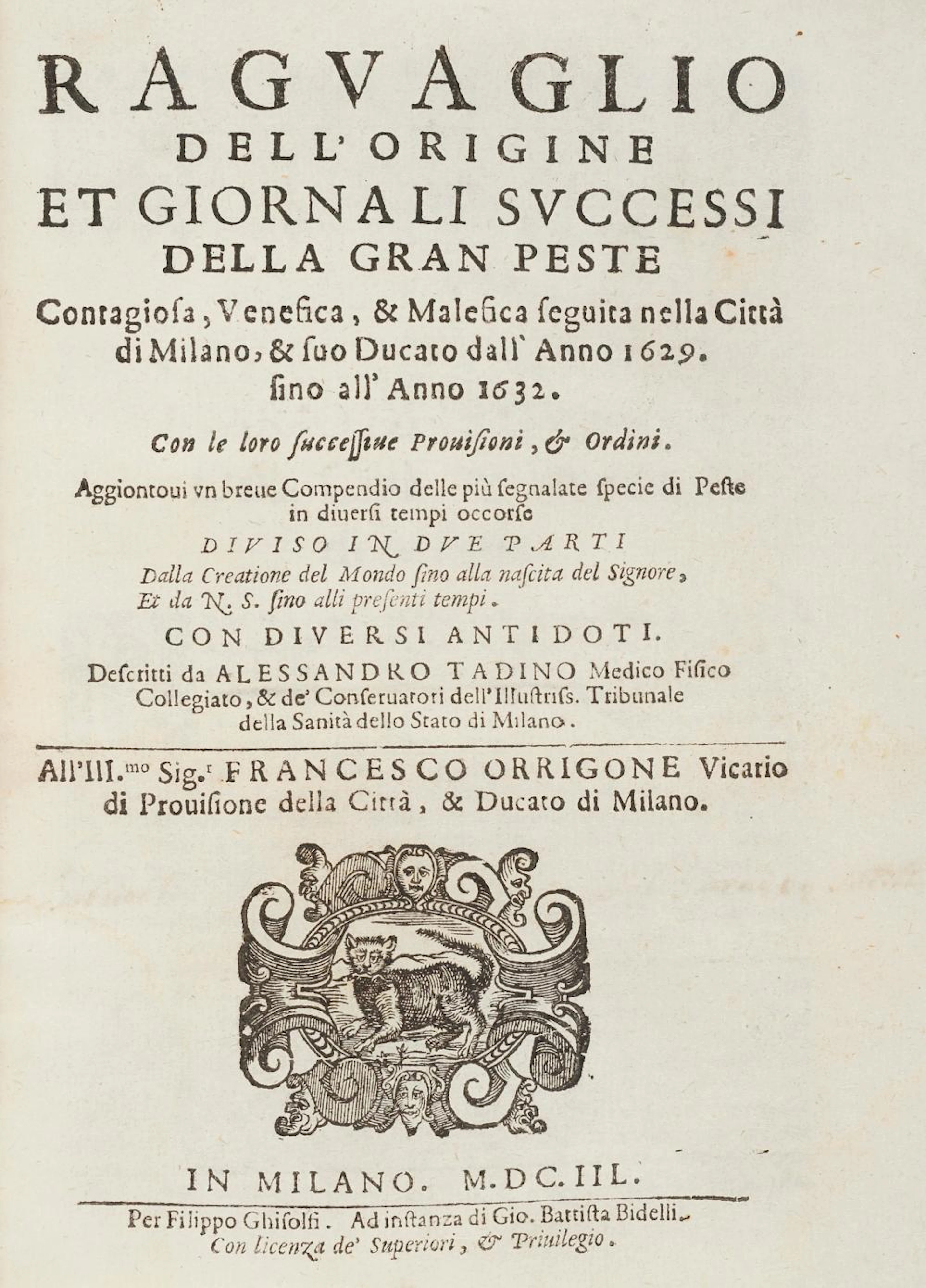 Tadino, Alessandro Raguaglio dell'origine et giornali...