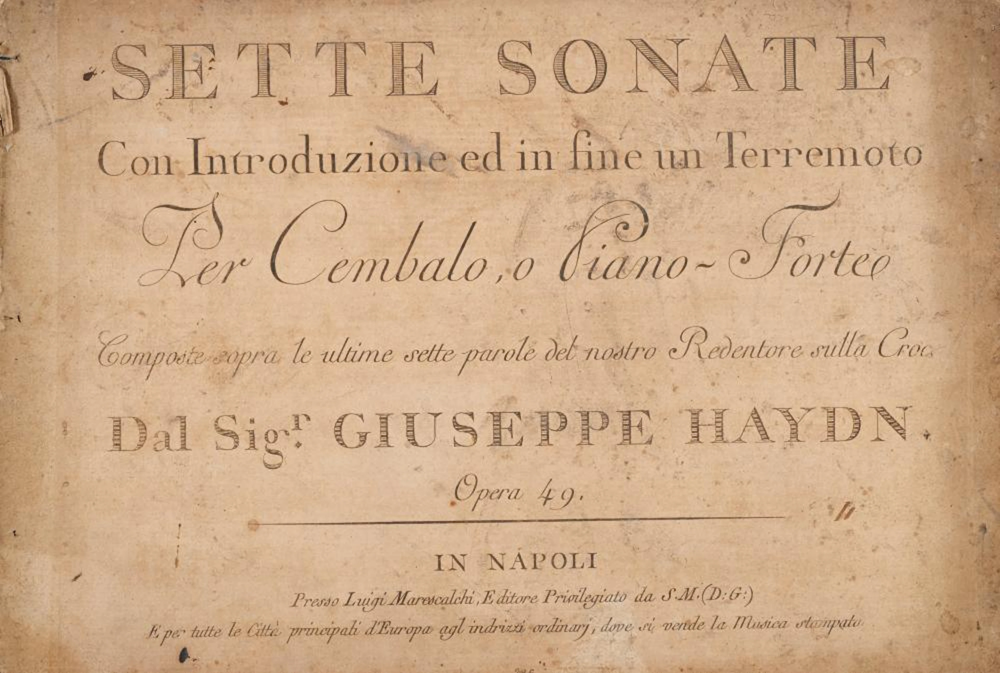 Haydn, Joseph Sette sonate con introduzione, ed in fine un terremoto.