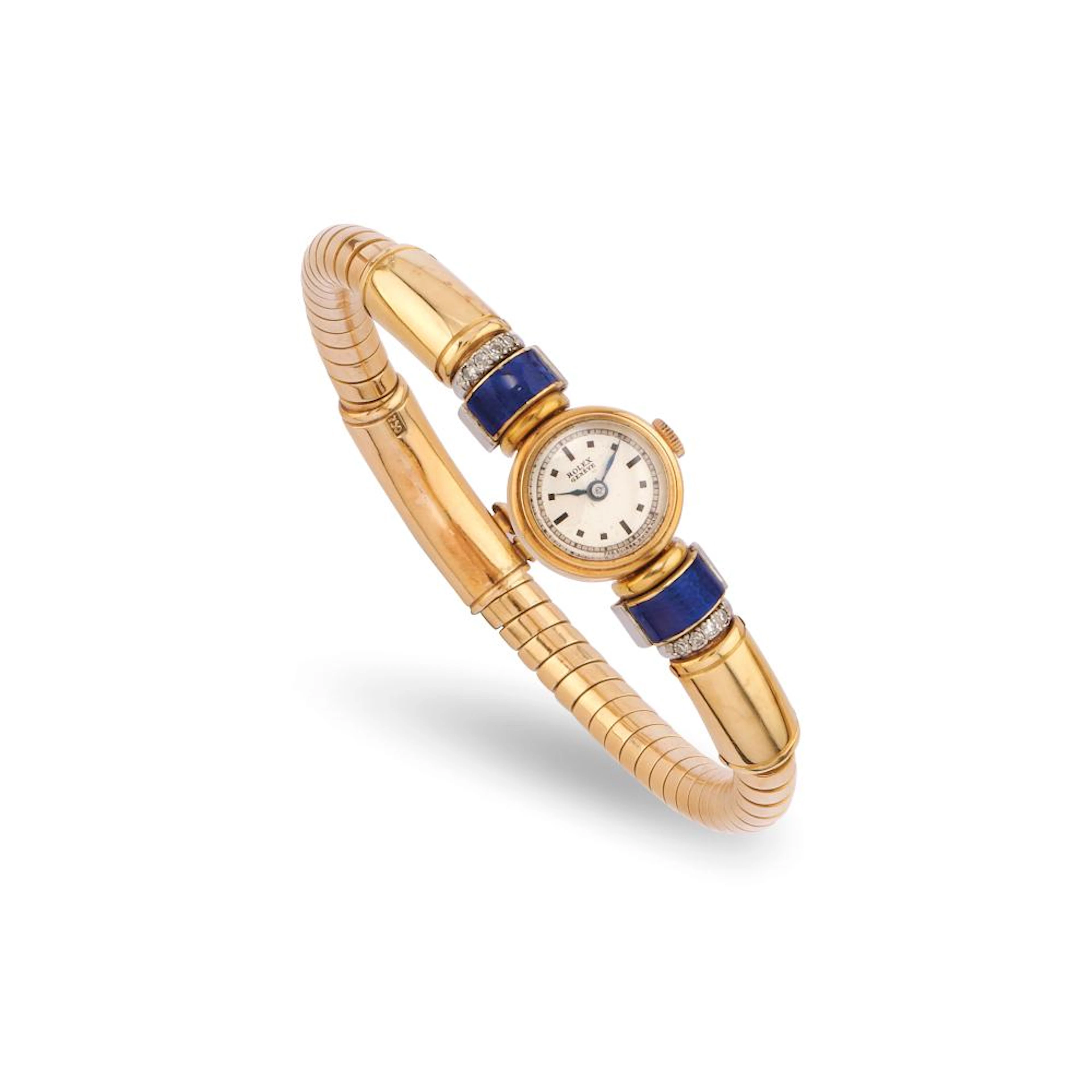 lady's 18k gold and enamel watch, rolex
