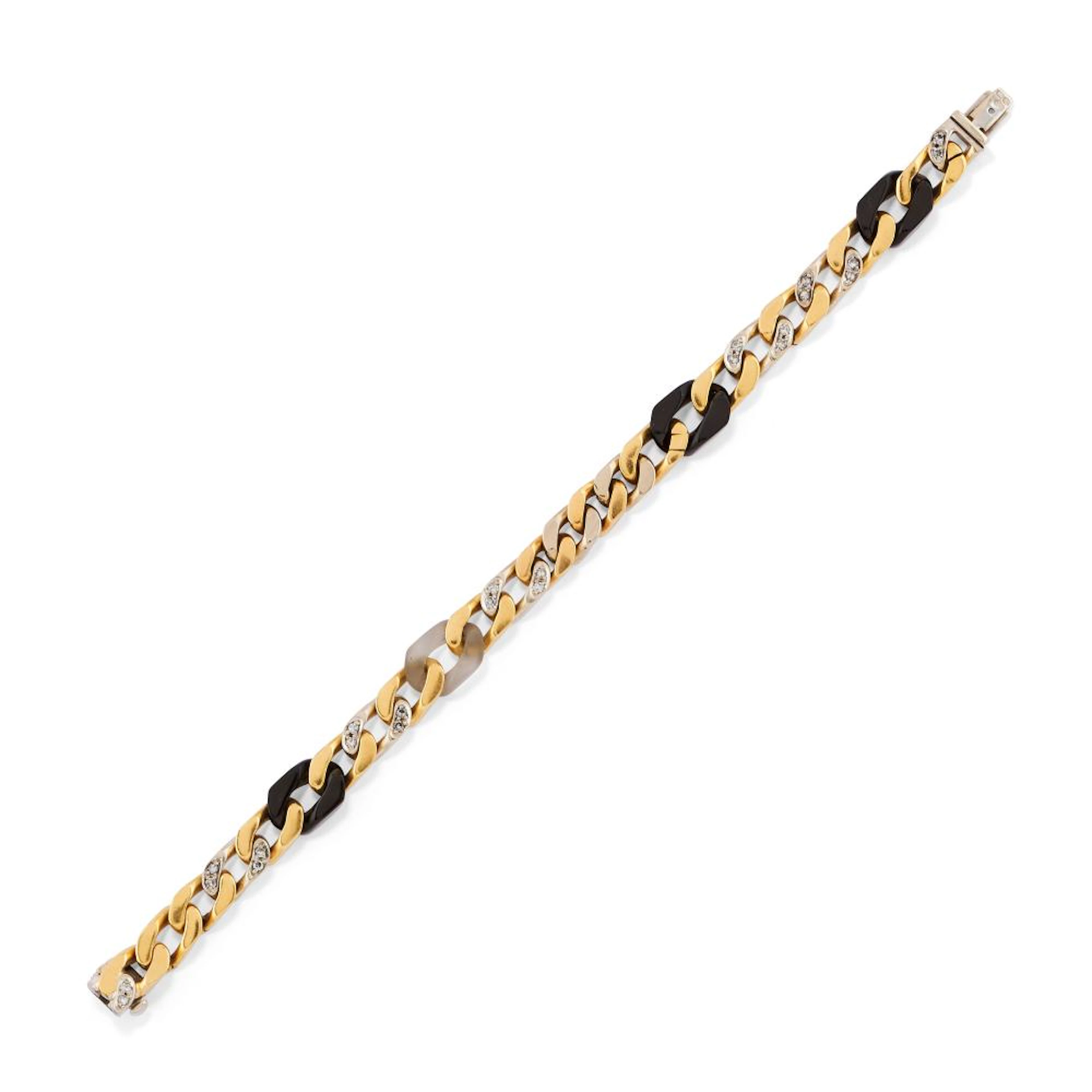 18k two tone gold and gem bracelet