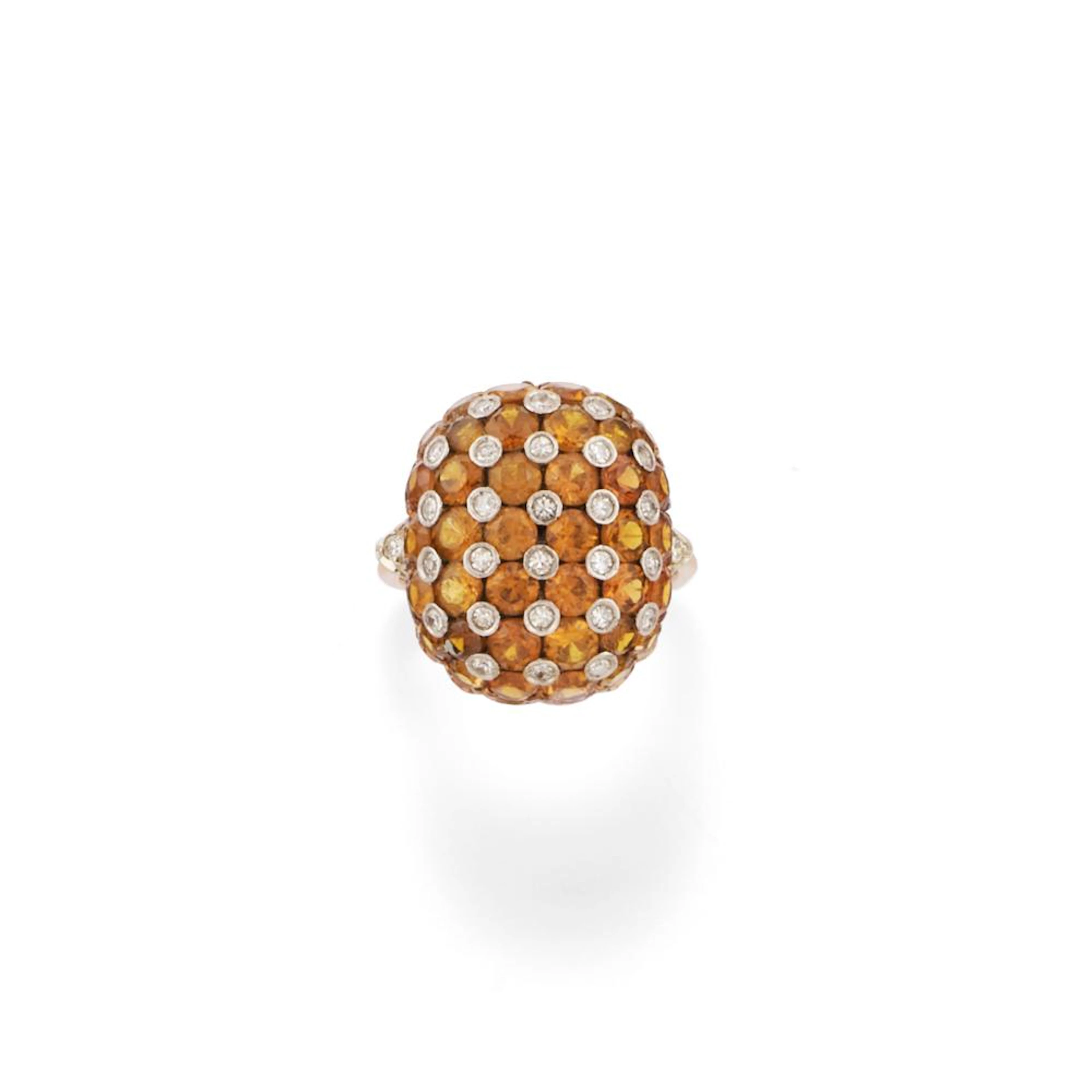 Citrine quartz and diamond ring