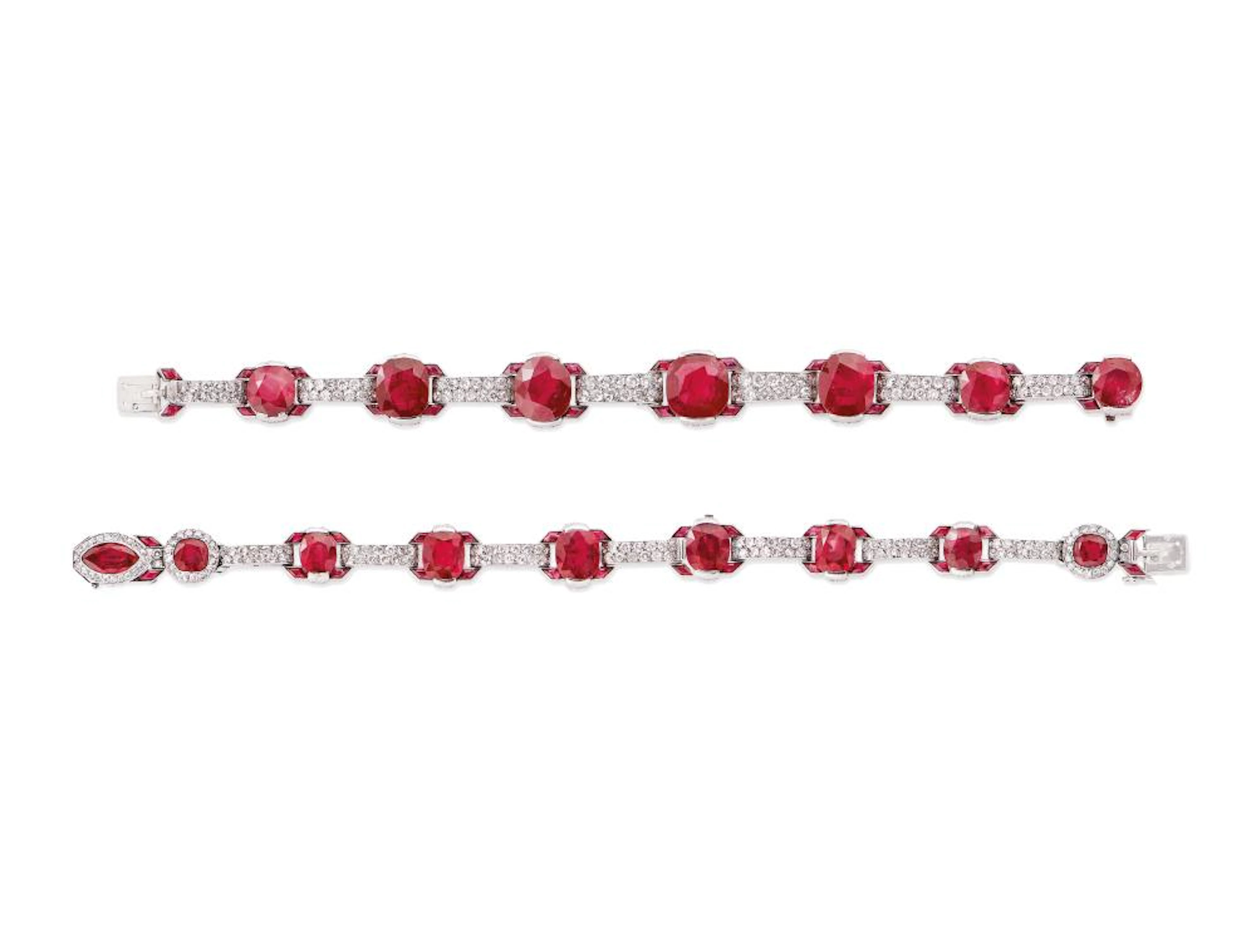 Two diamond and ruby bracelets, cartier