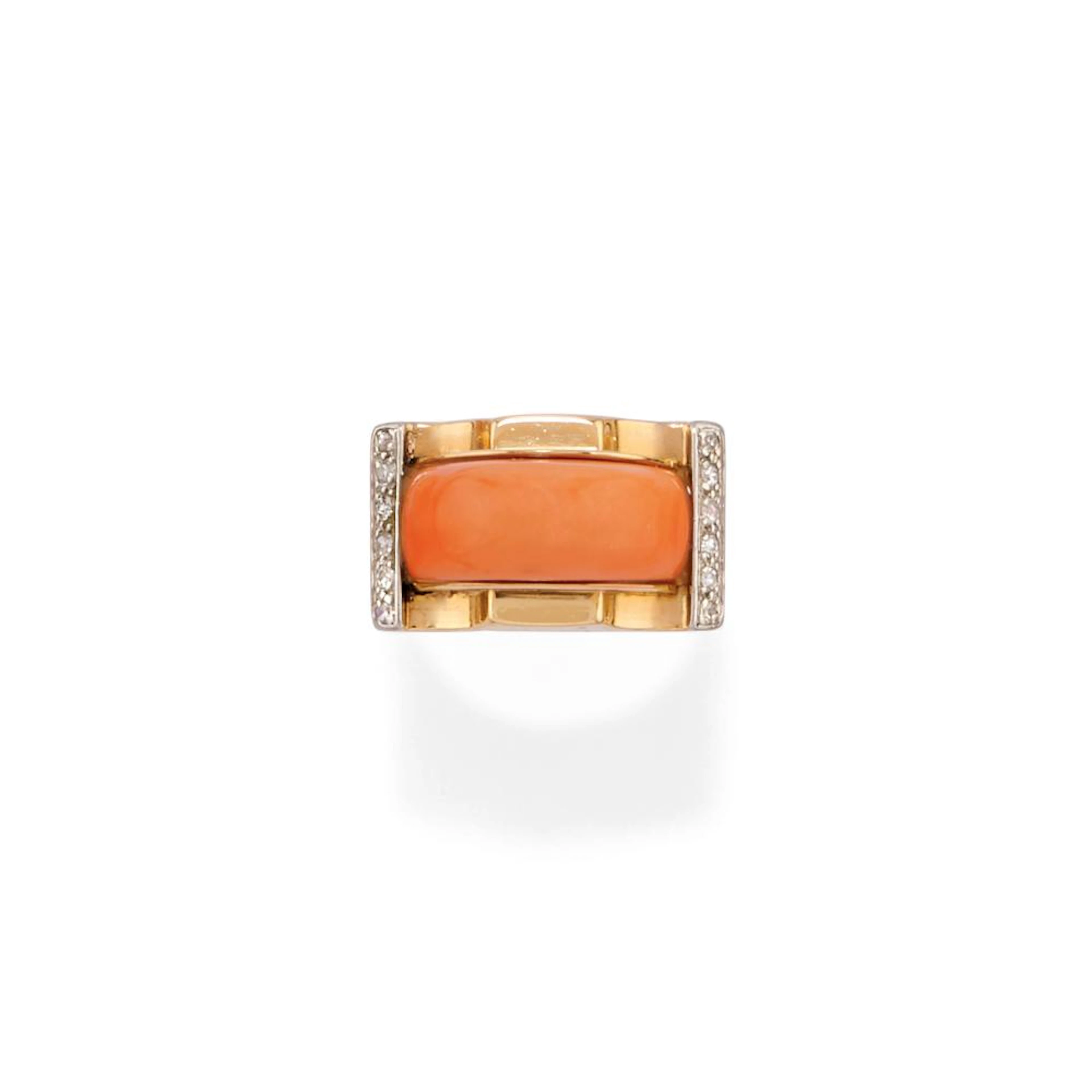 coral and diamond ring