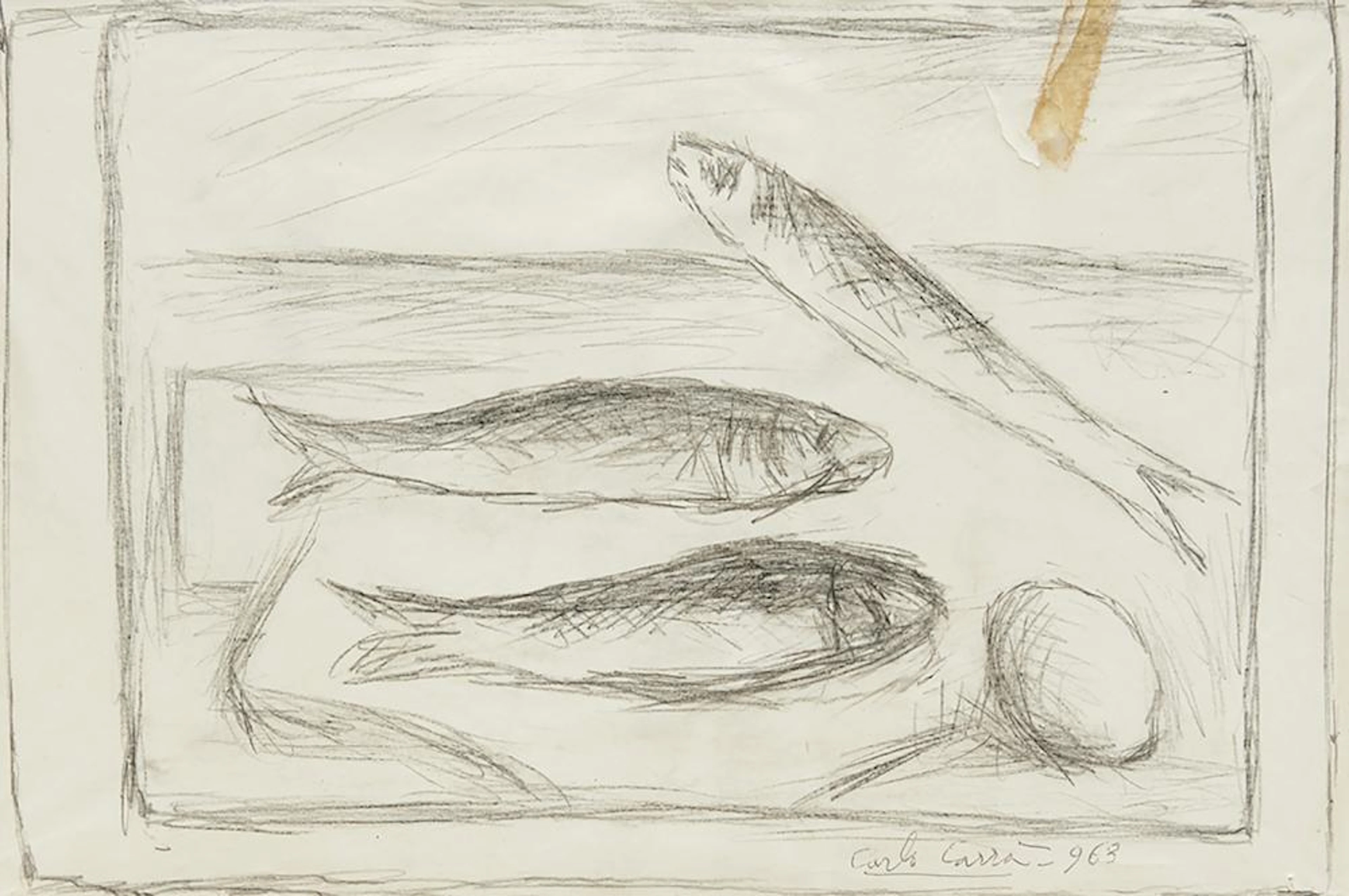 CARLO CARRÀ 1881-1966 Still life with fish 1963