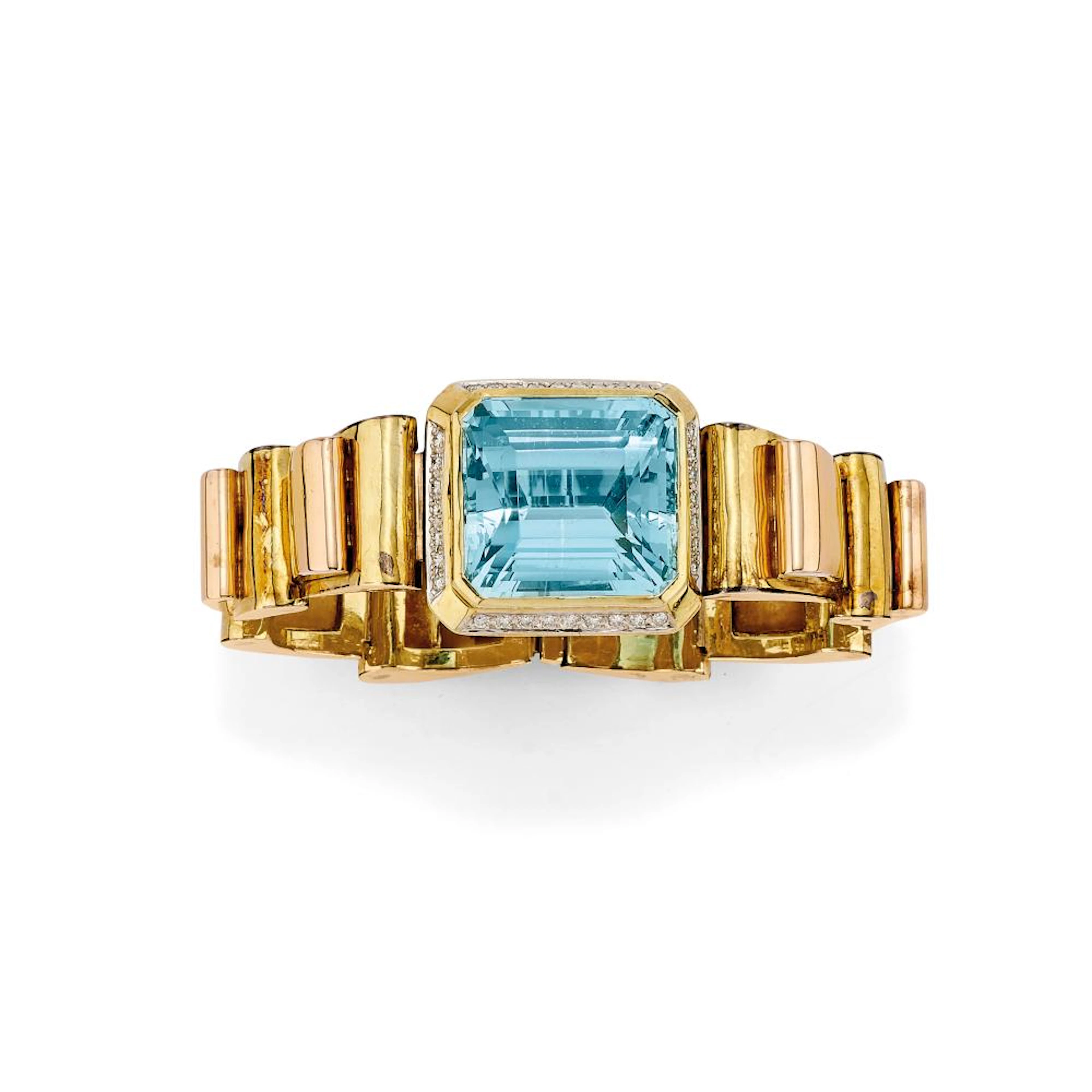 AQUAMARINE AND DIAMOND BRACELET