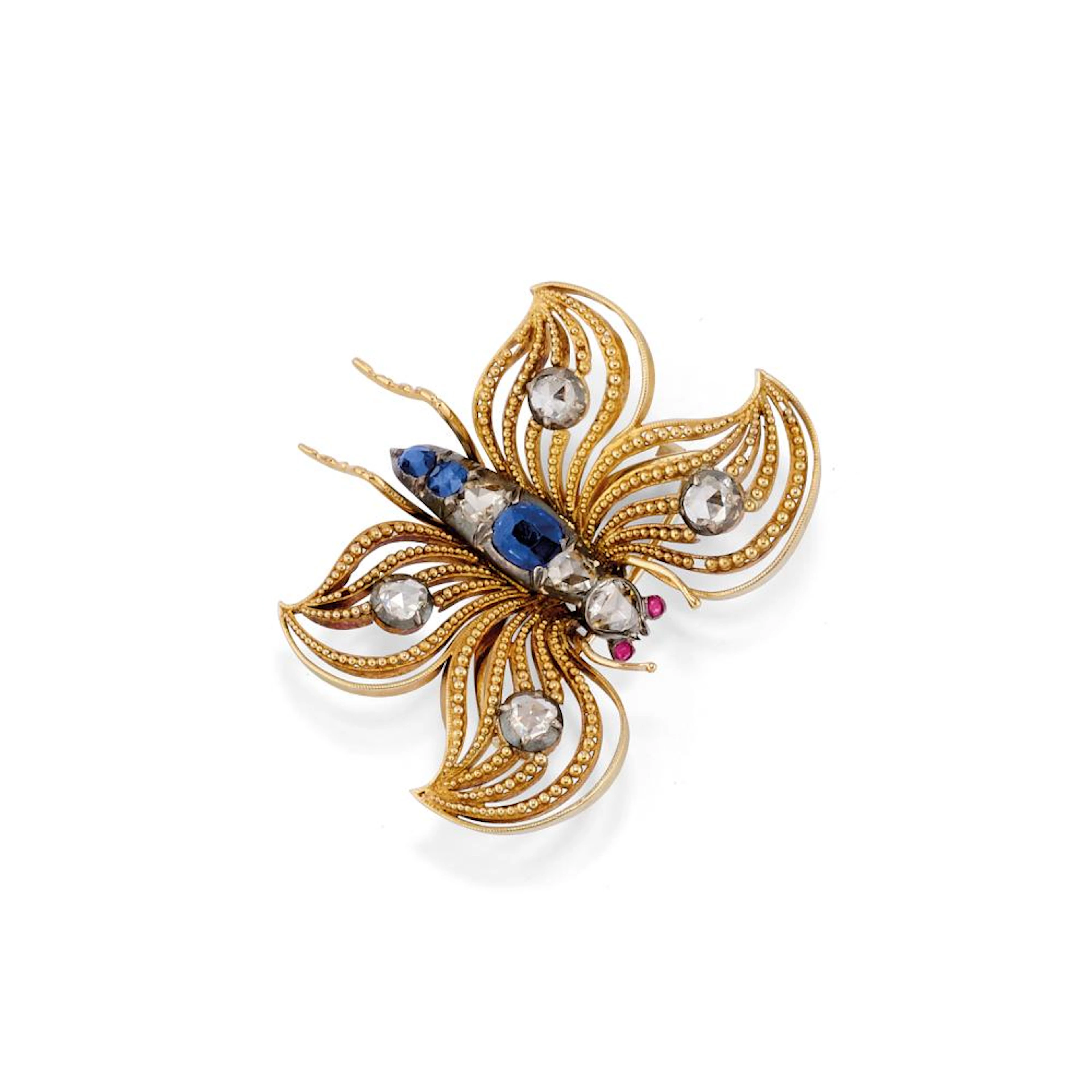 BLUE SAPPHIRE AND DIAMOND DEMI-PARURE