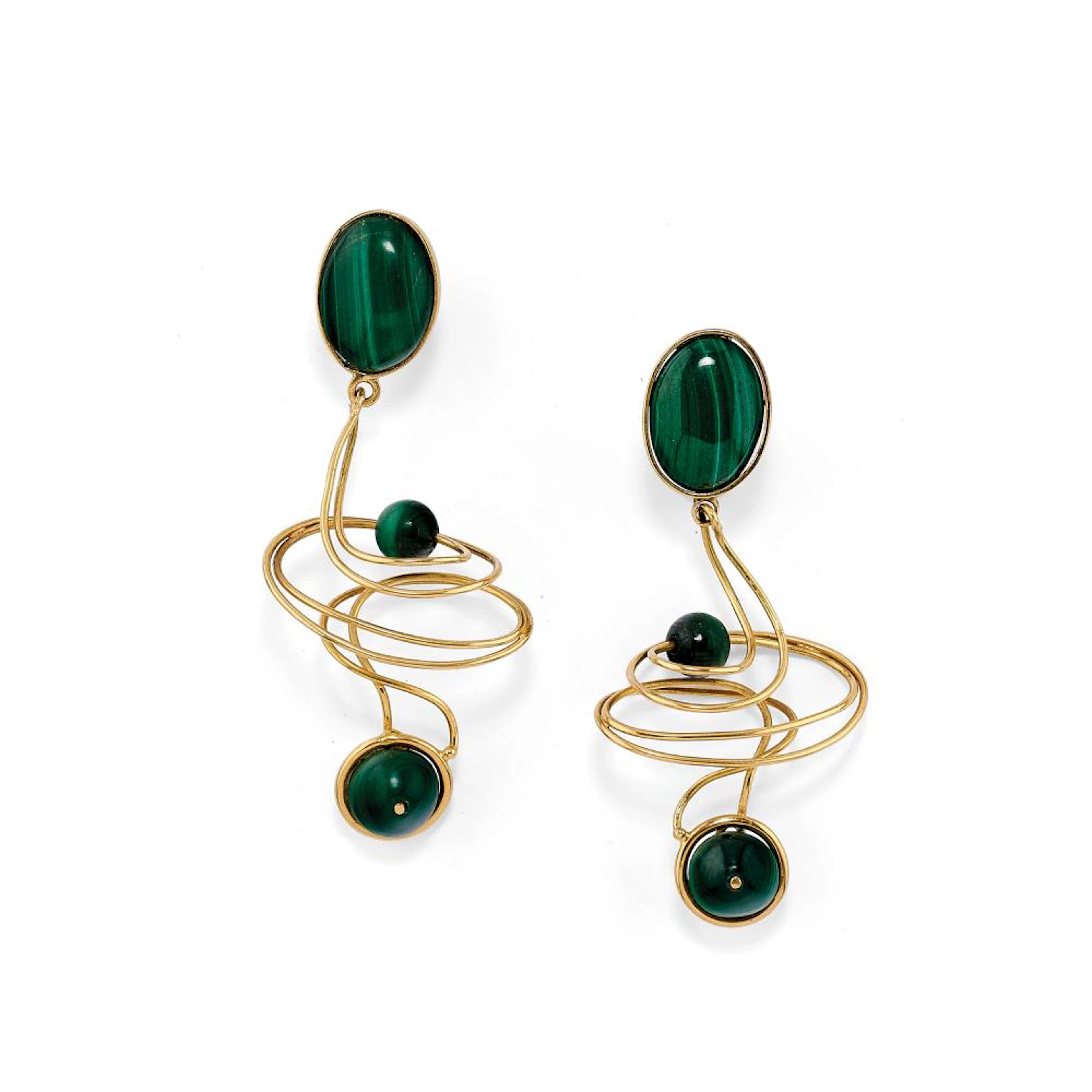PAIR OF PENDENT MALACHITE EARRINGS