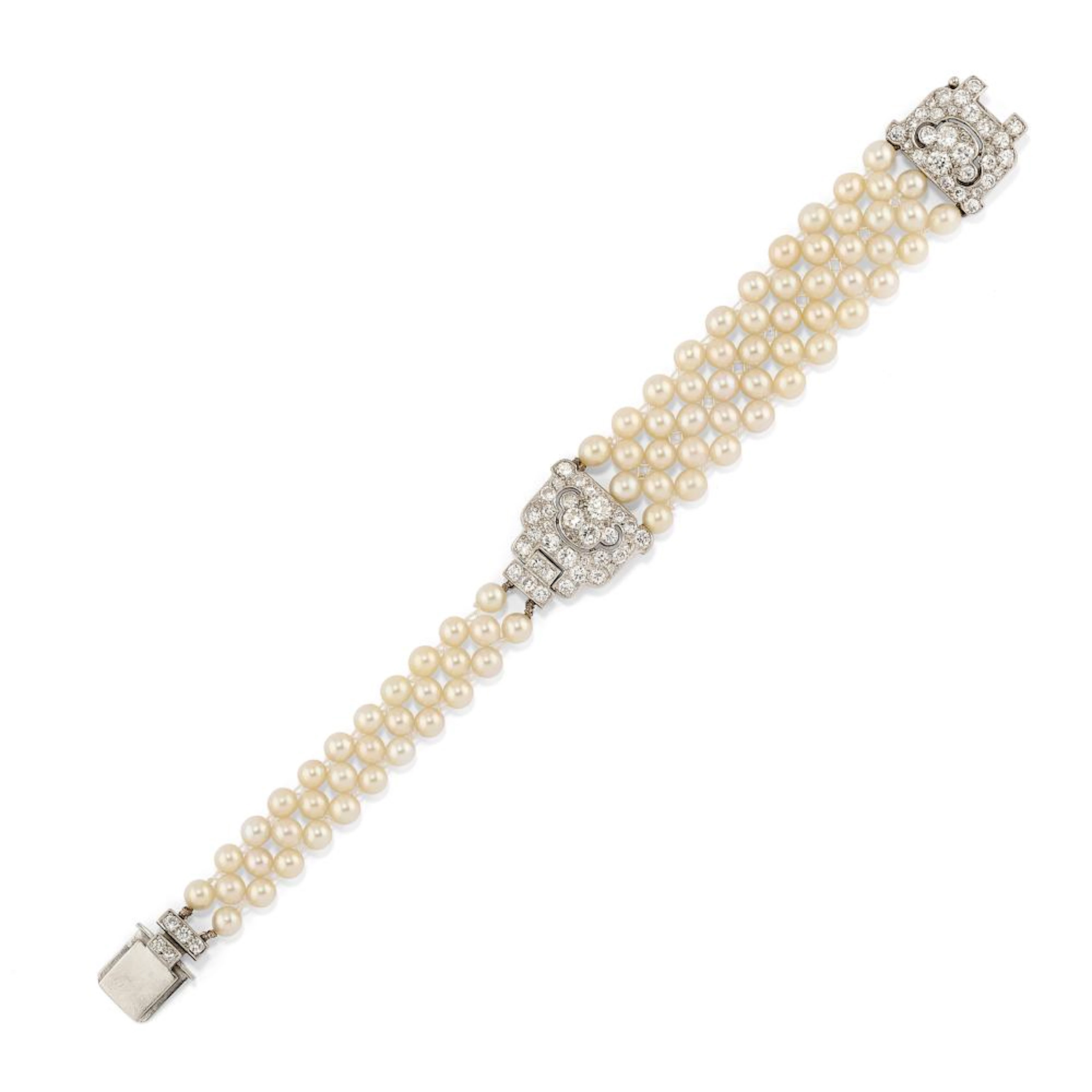 PEARL AND DIAMOND BRACELET, CARTIER