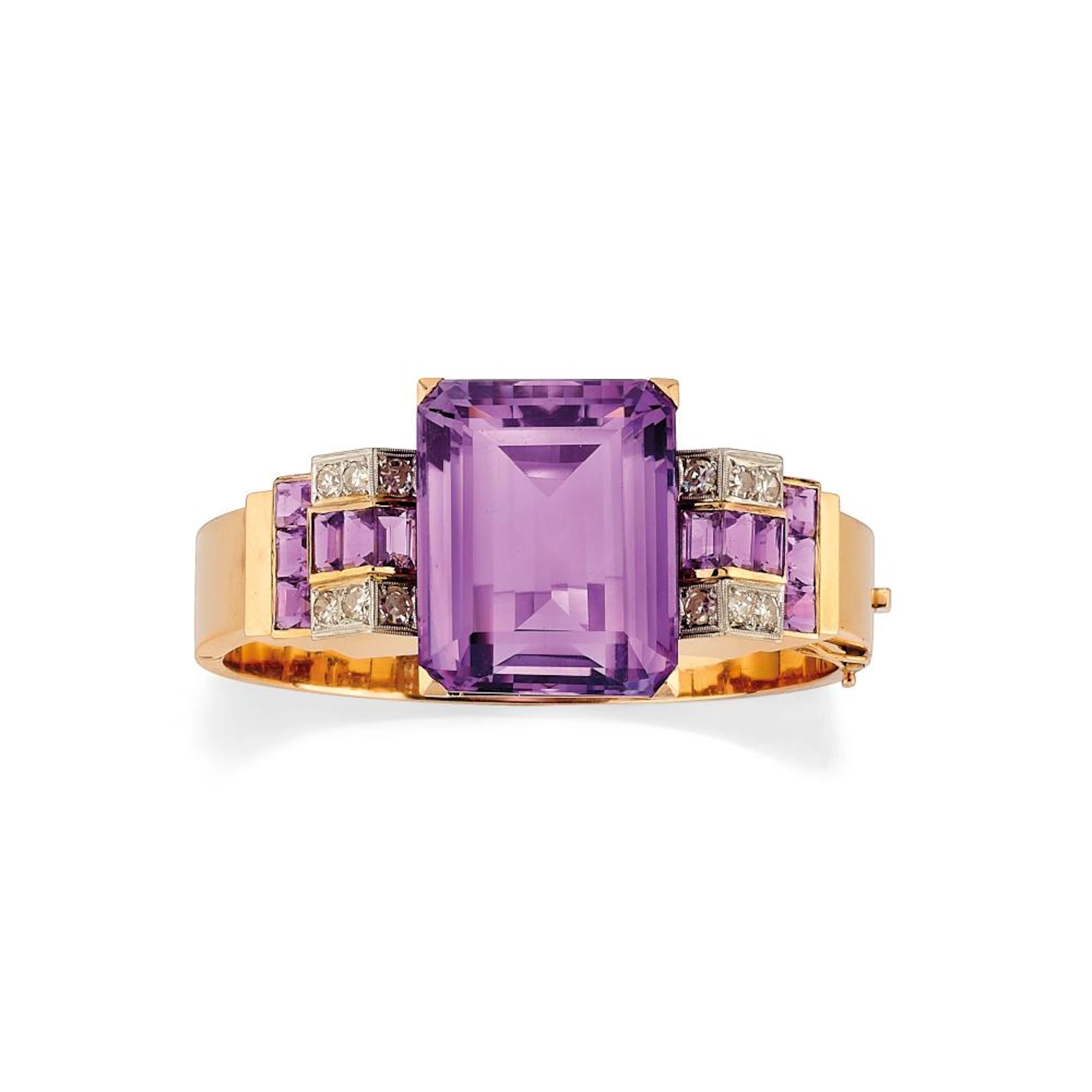AMETHYST AND DIAMOND BANGLE