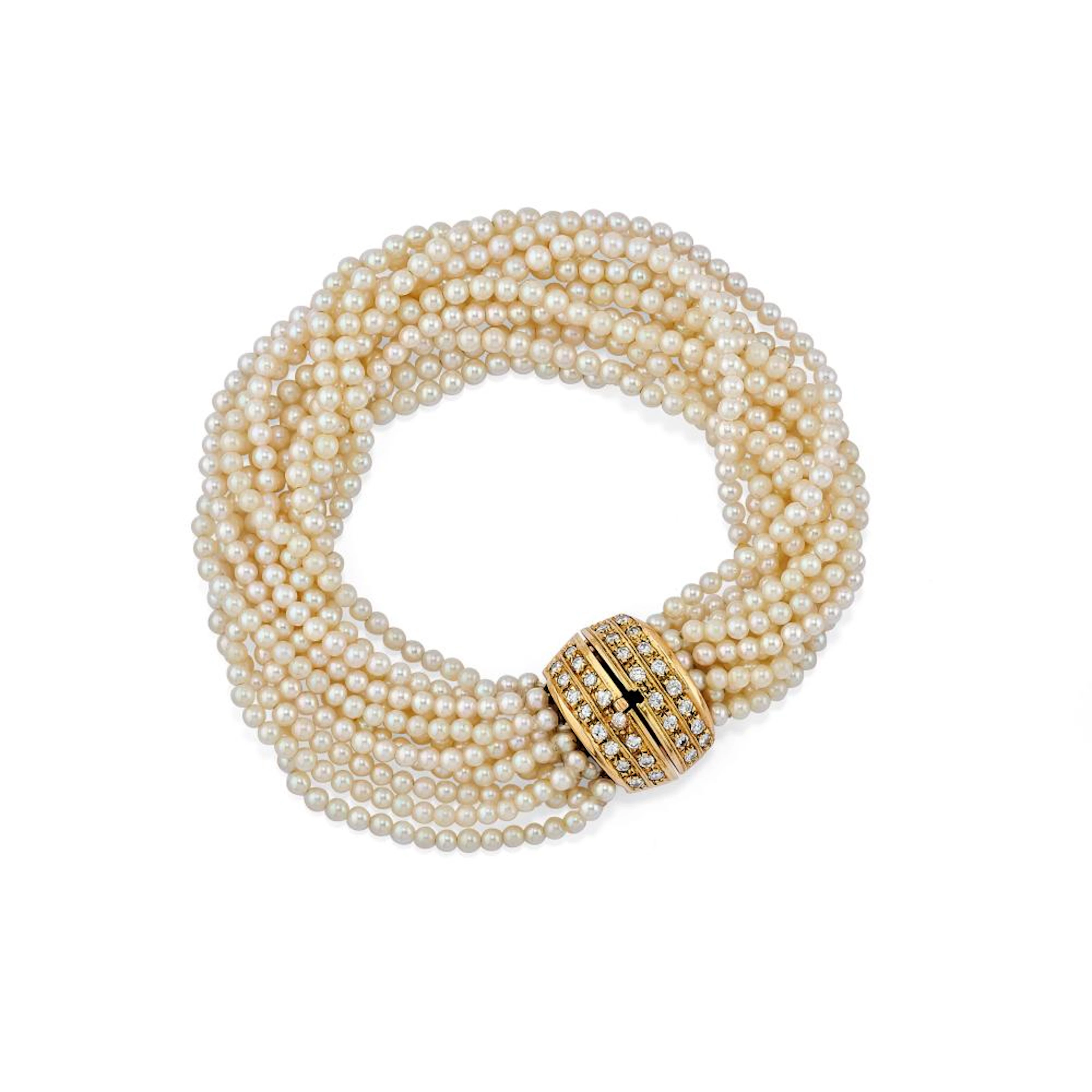 CULTURED PEARL AND DIAMOND BRACELET