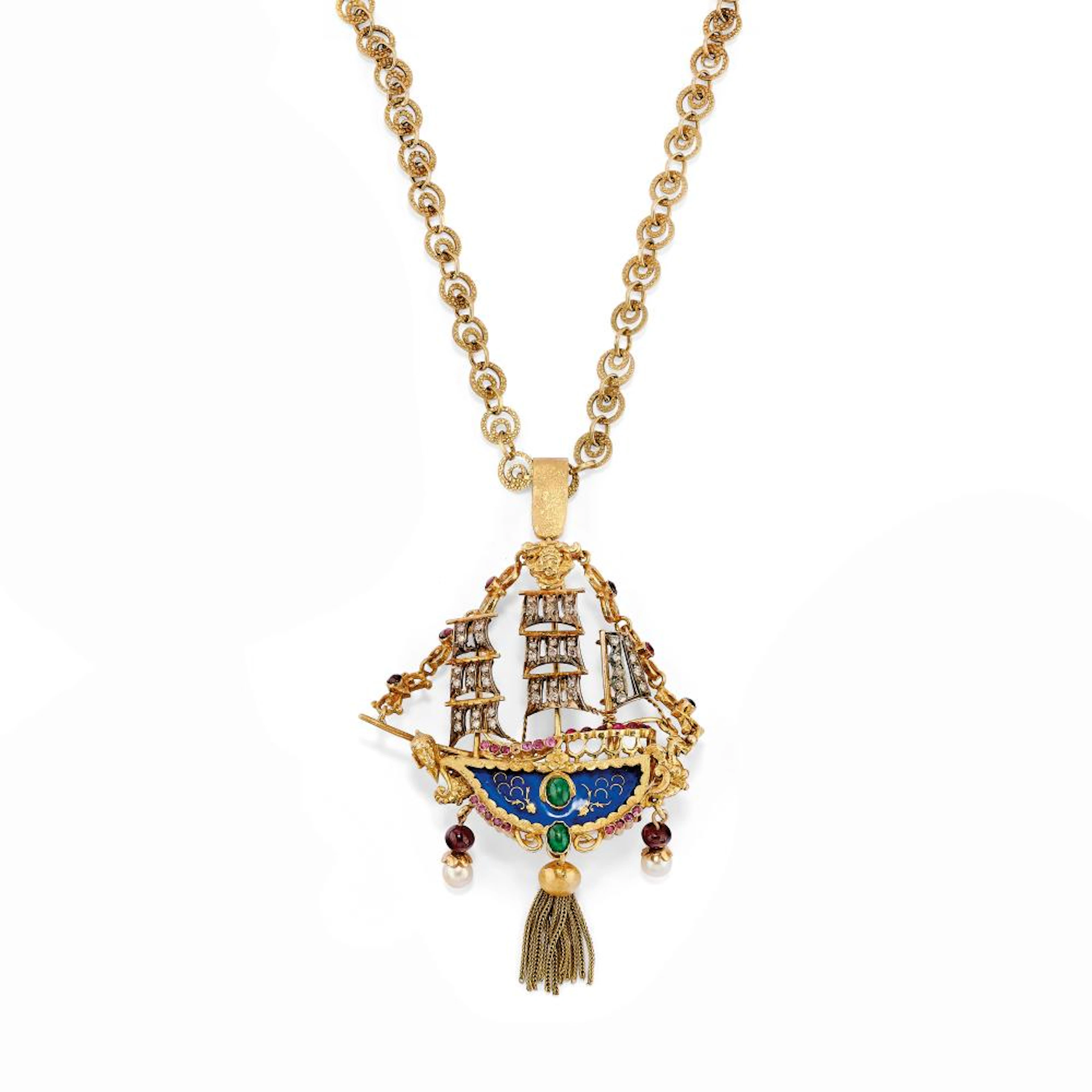 LONG 14 KT GOLD NECKLACE AND PENDANT