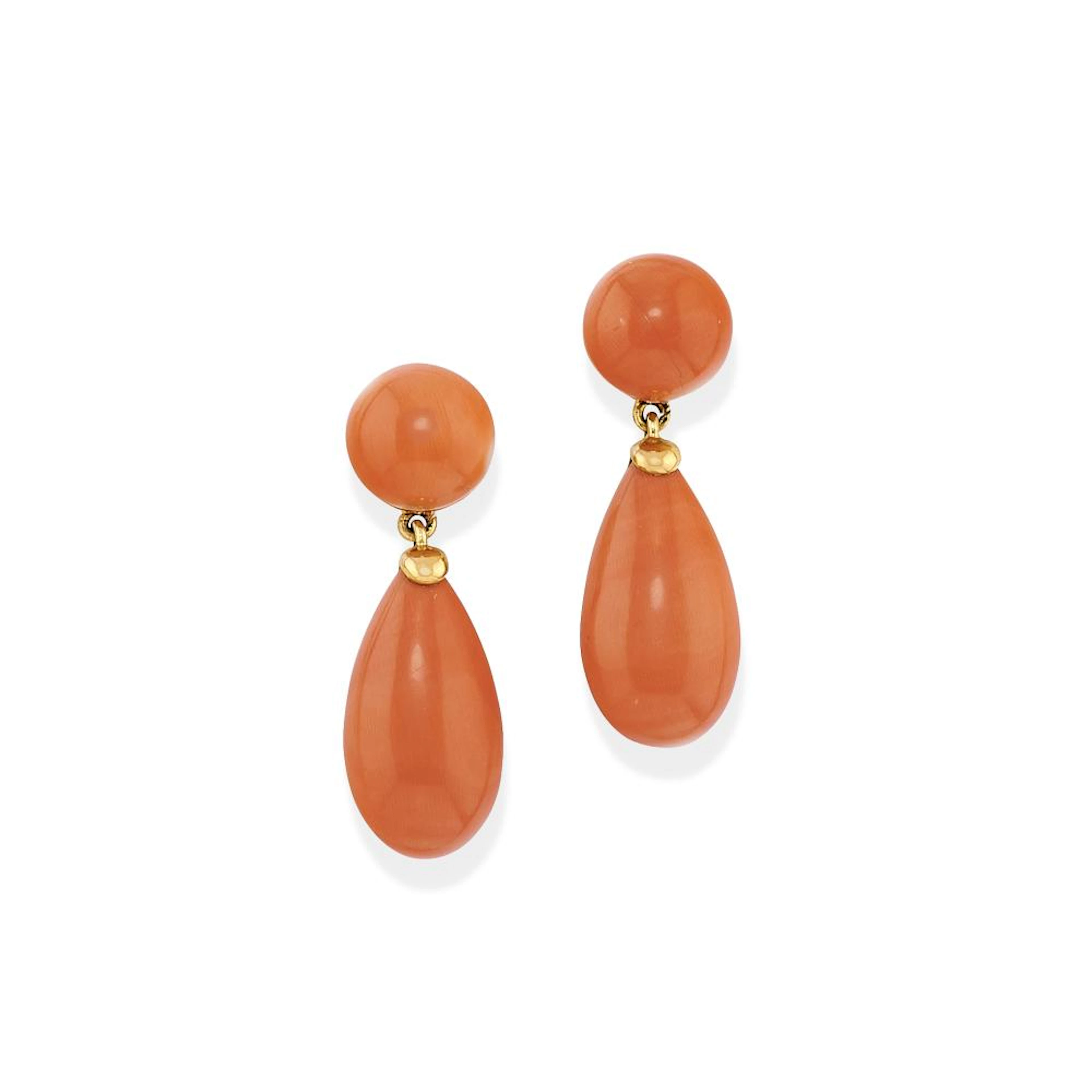PAIR OF PENDENT CORAL EARRINGS