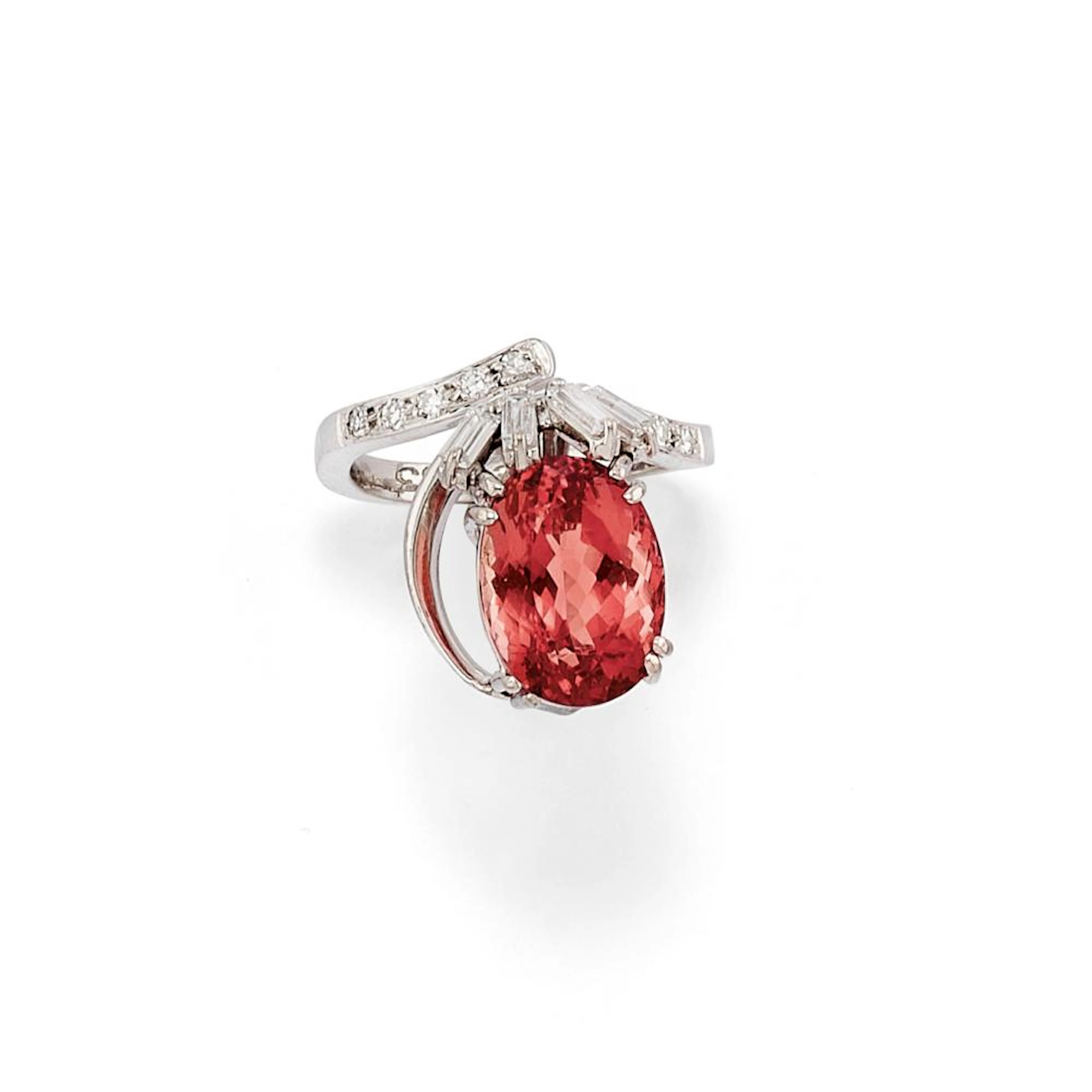 IMPERIAL TOPAZ AND DIAMOND RING