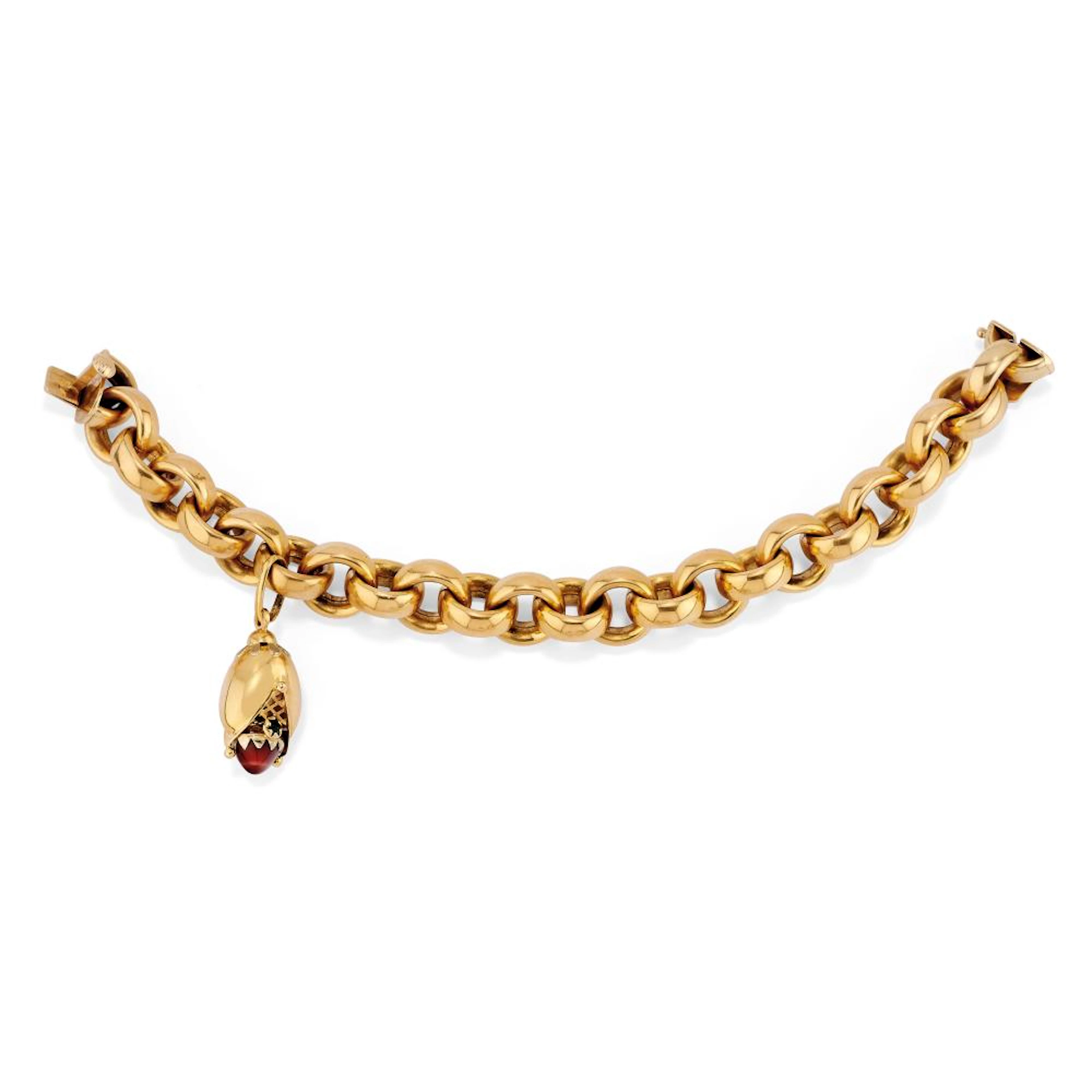GOLD AND GEM-SET CHARM BRACELET