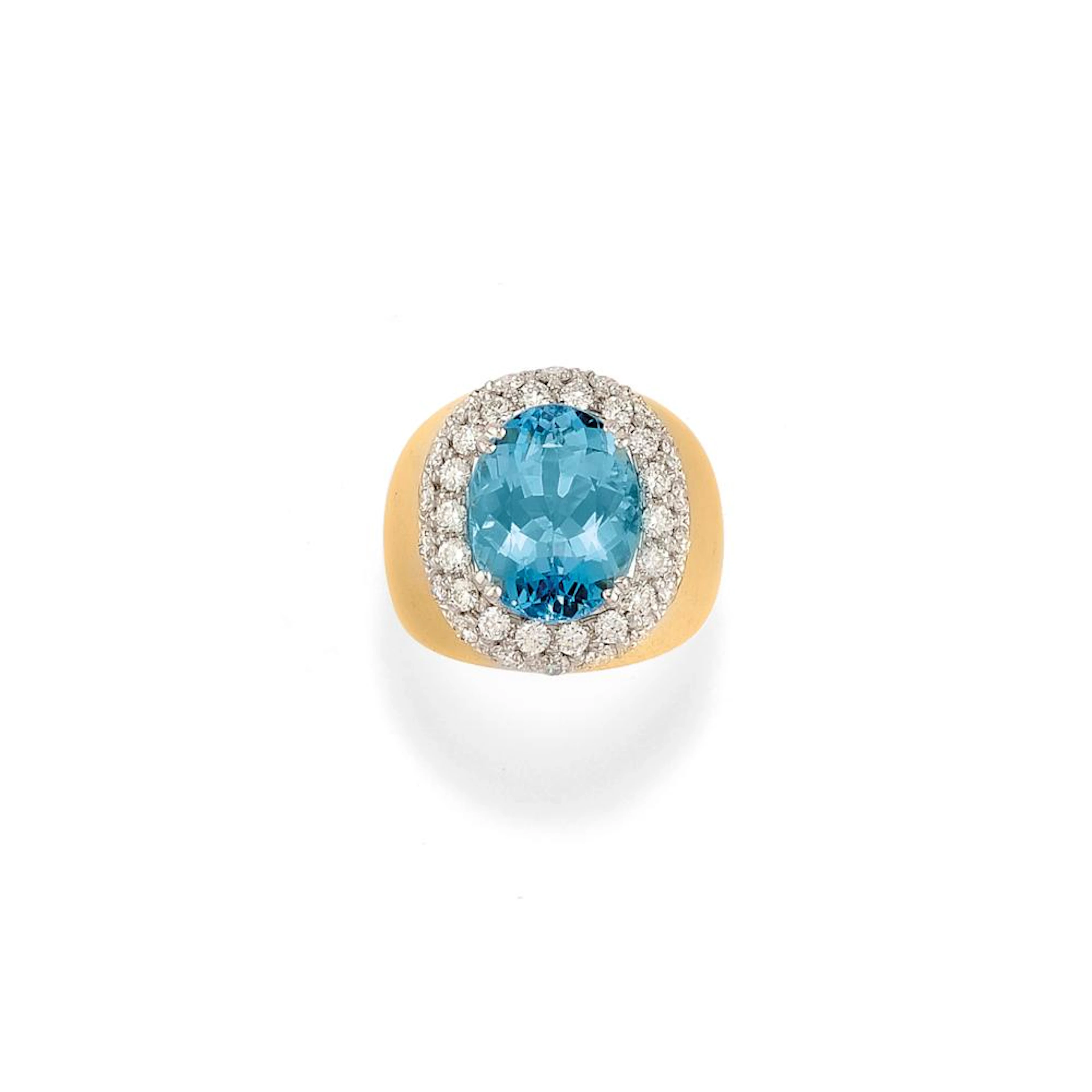 AQUAMARINE AND DIAMOND RING