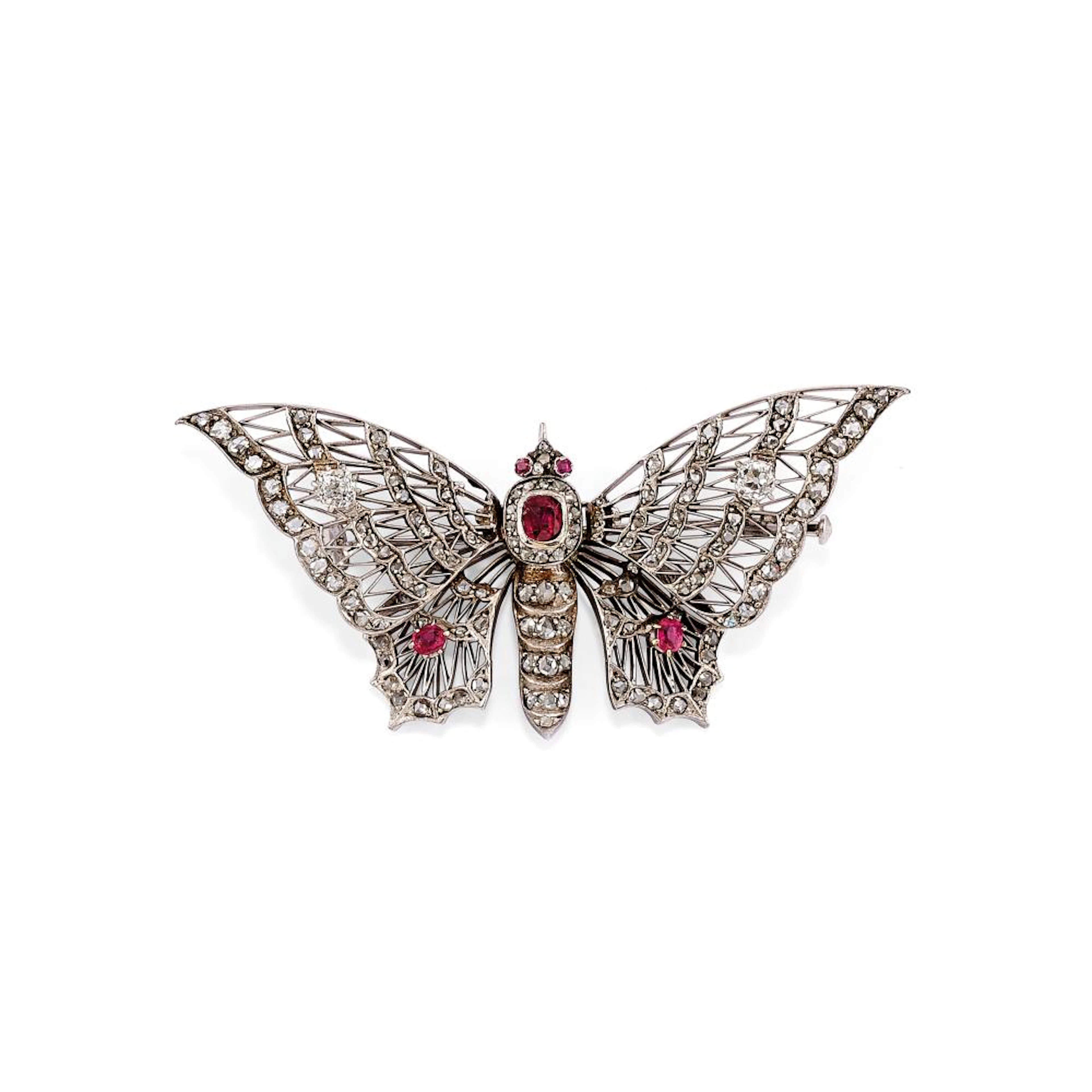 DIAMOND AND RUBY BROOCH