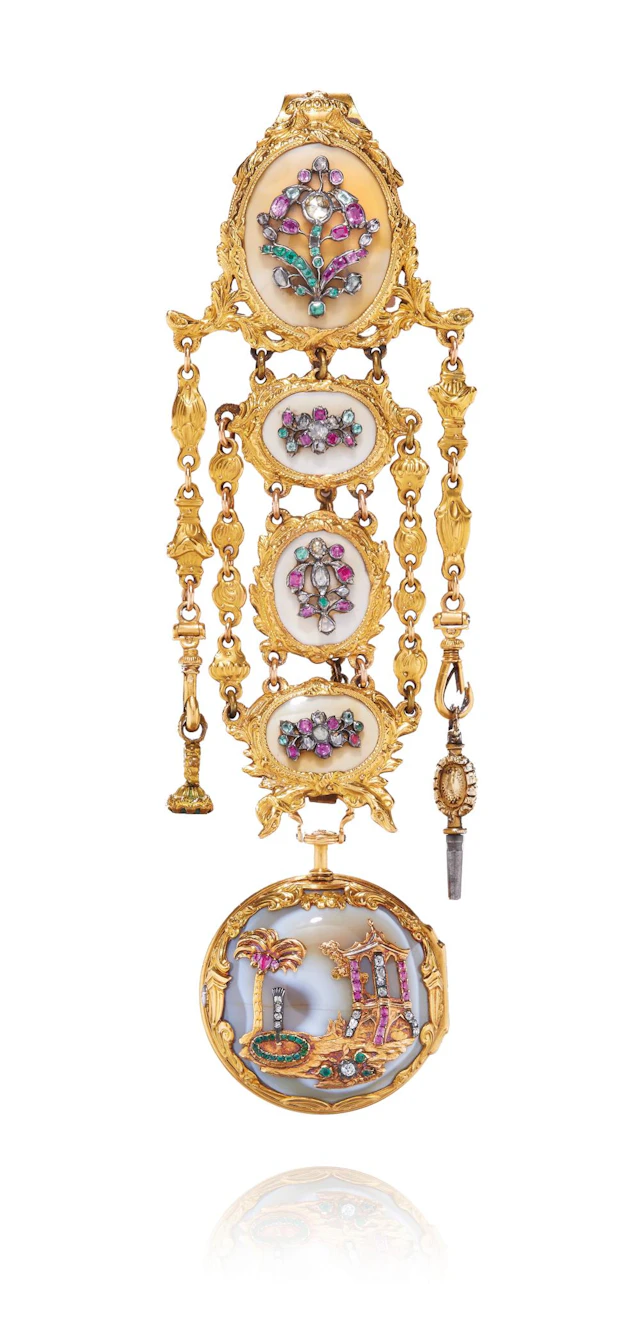GOLD ENGLISH WATCH WITH HARD STONE FOR THE ORIENTAL MARKET