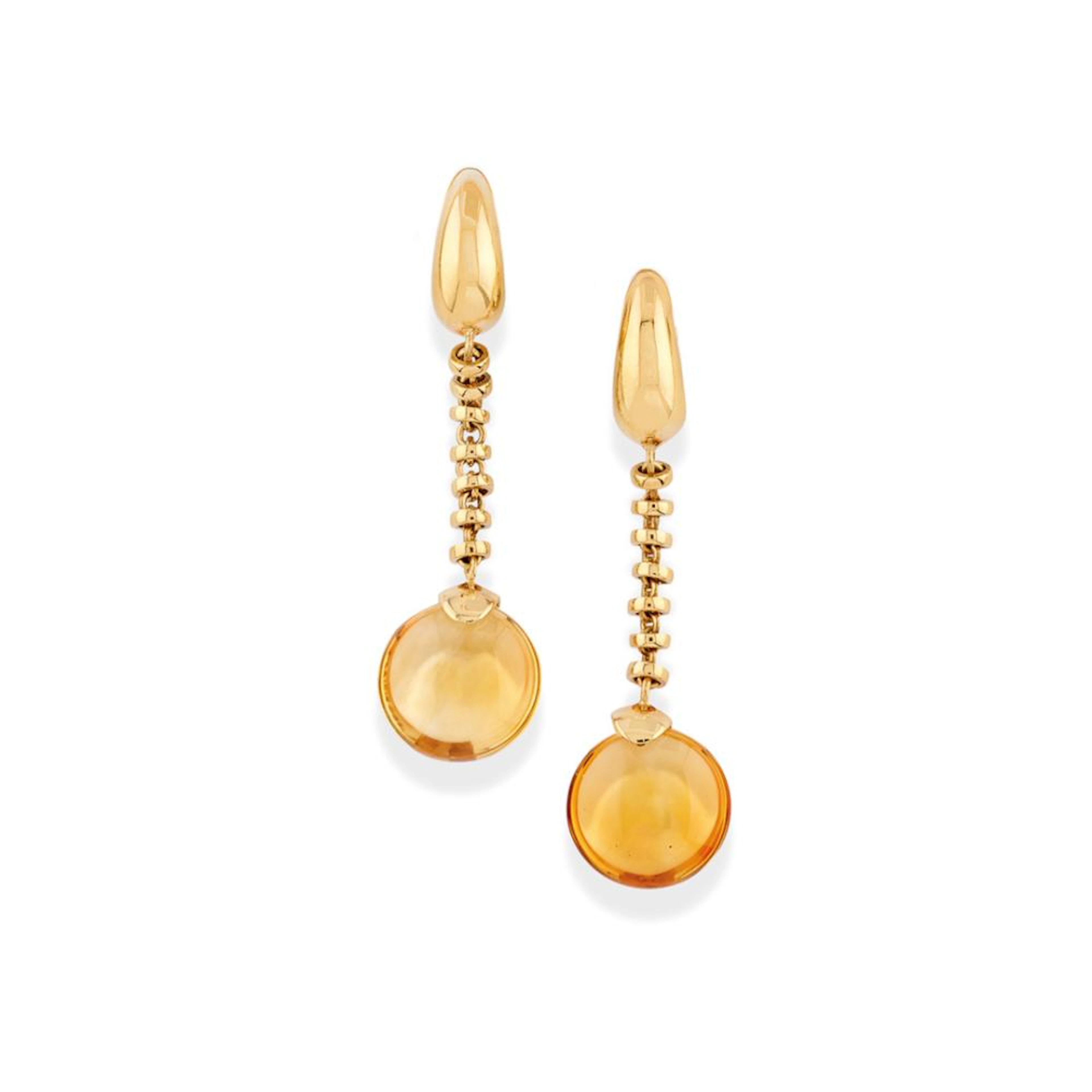 PAIR OF CITRINE QUARTZ PENDANT EARRINGS, POMELLATO