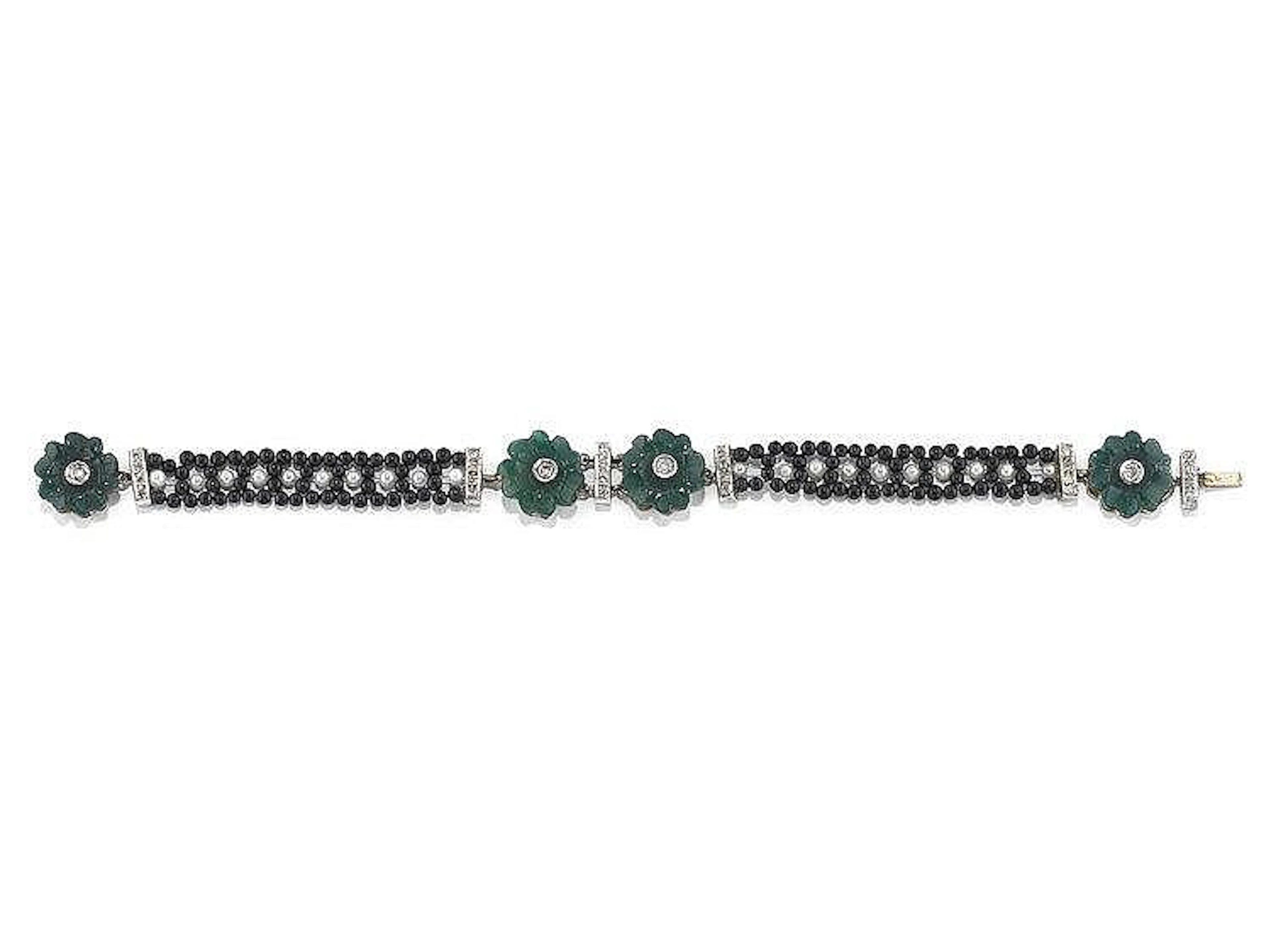 BRACCIALE IN ONICE E AGATA VERDE r ONYX AND GREEN AGATE BRACELET