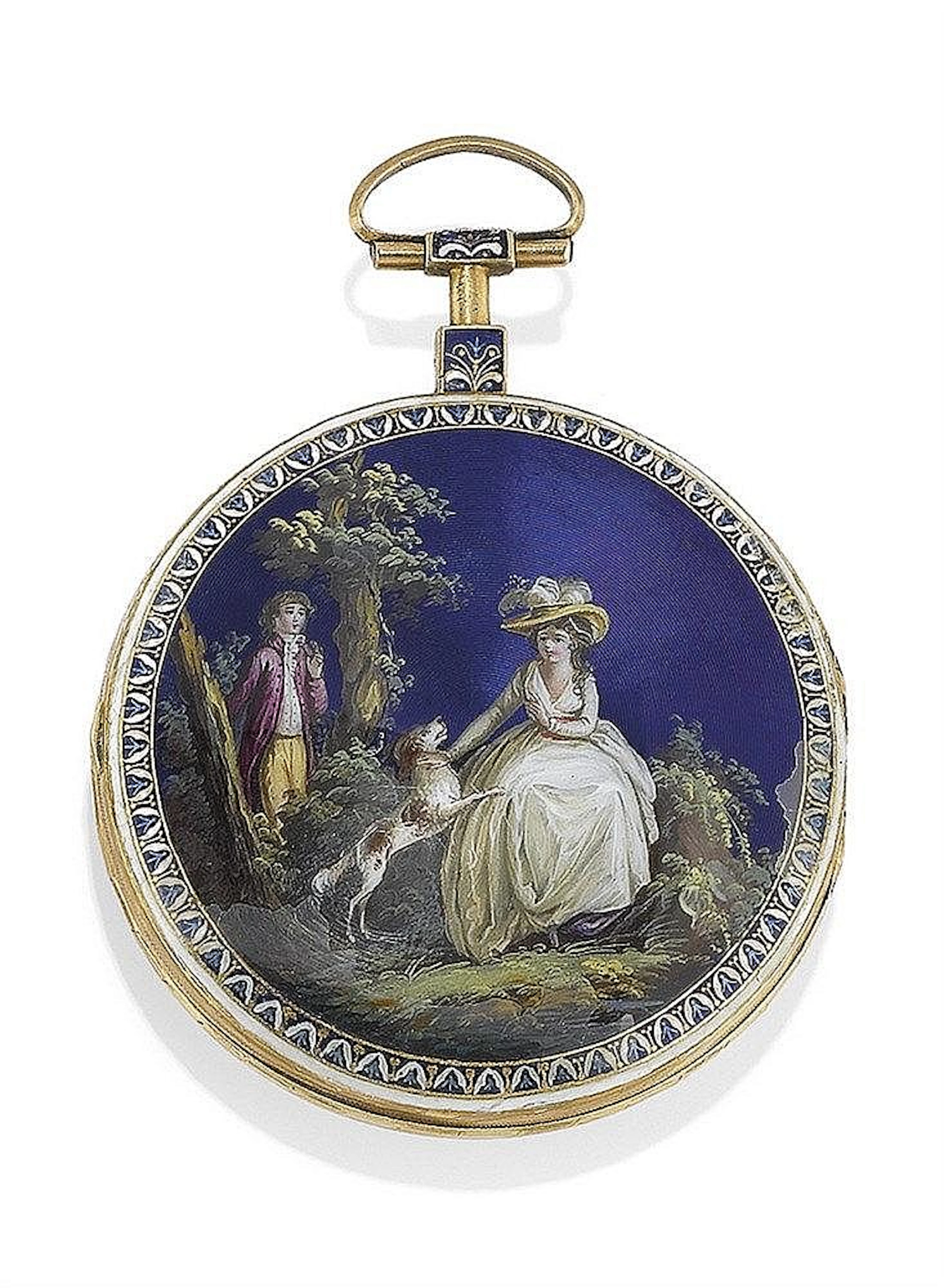 OROLOGIO DA TASCA FRANCESE A CHIAVETTA CON SMALTI FRENCH...