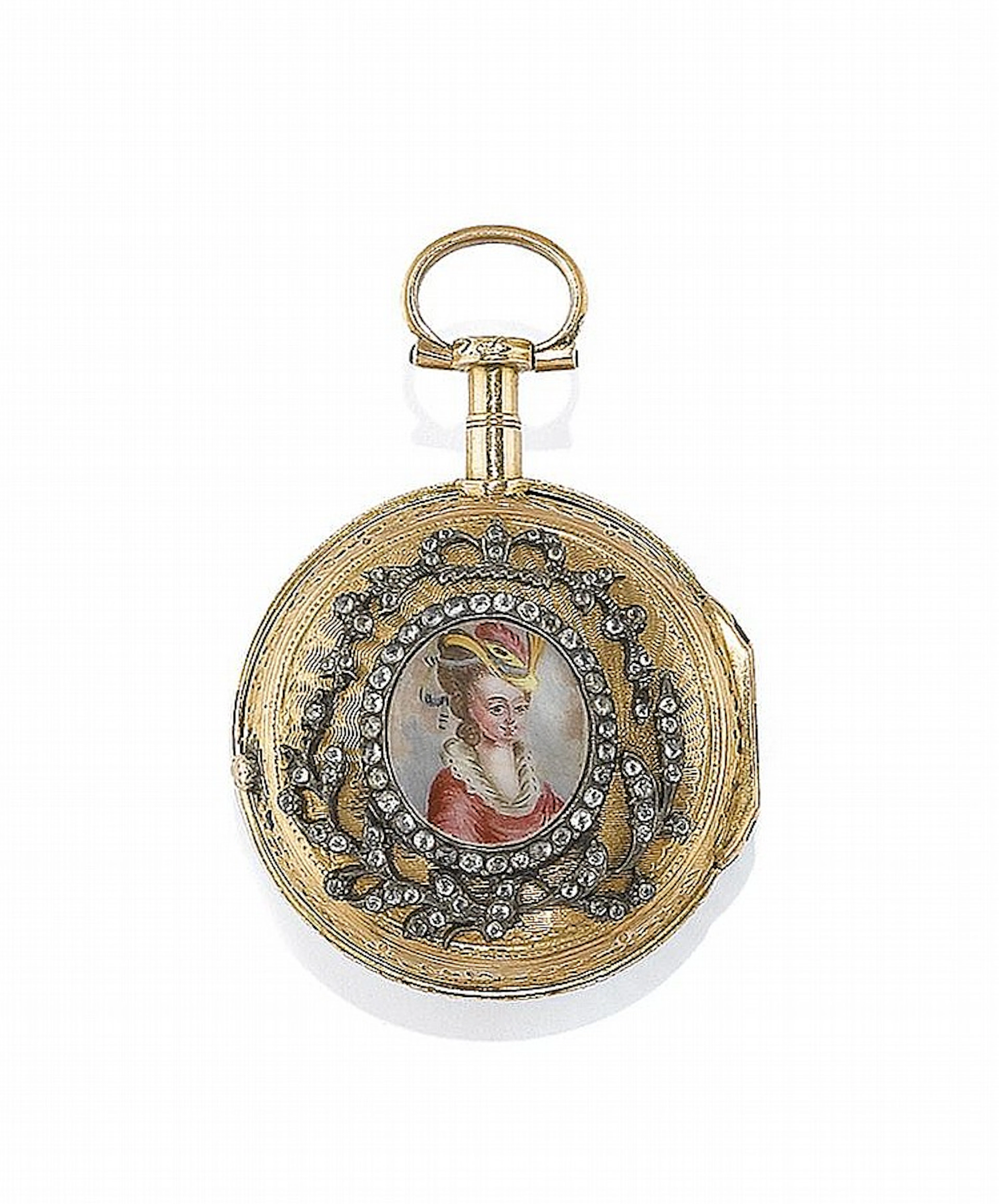 OROLOGIO DA TASCA FRANCESE A CHIAVETTA CON SMALTO...