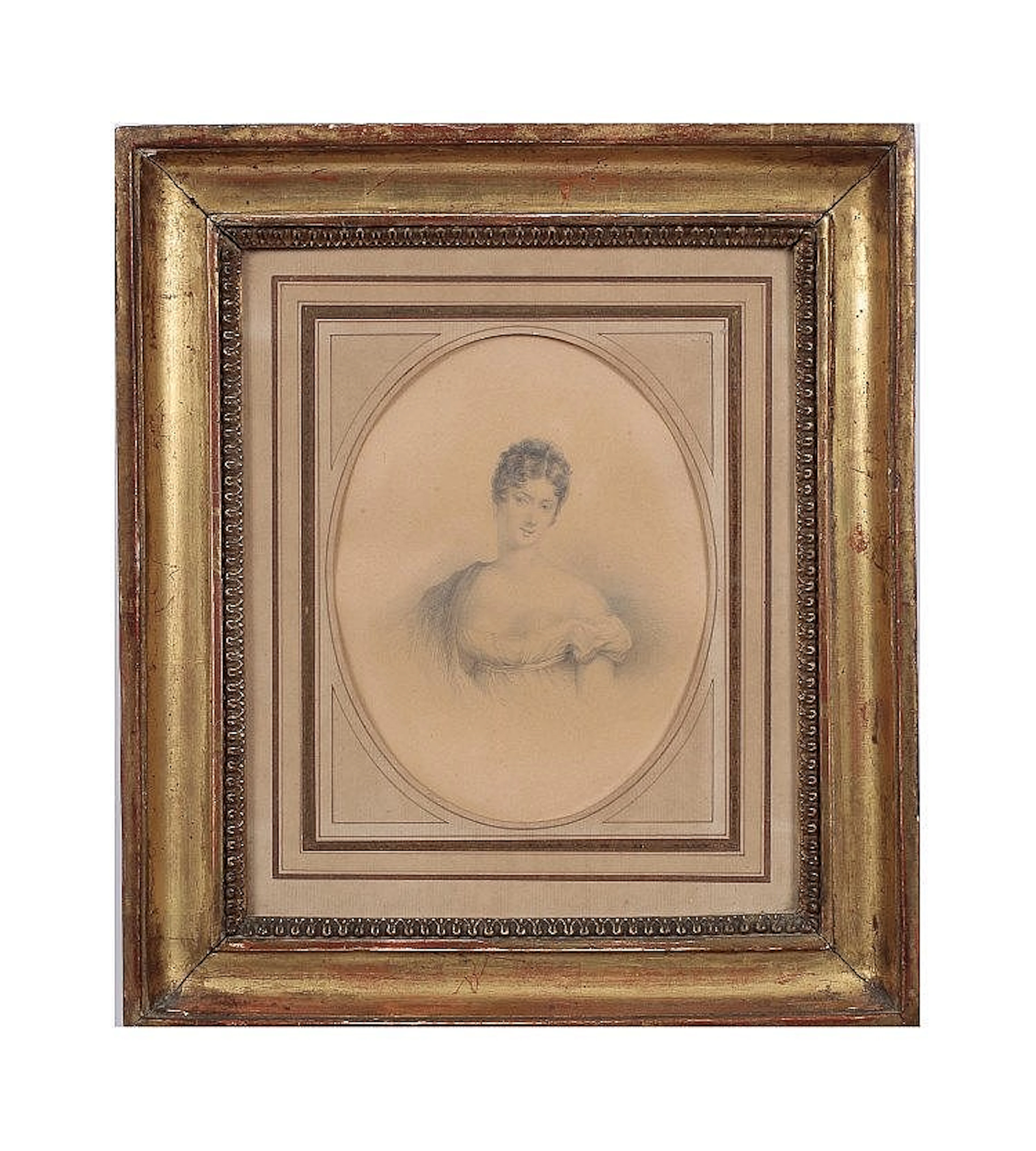 Giovane donna inizio XIX secolo disegno su carta