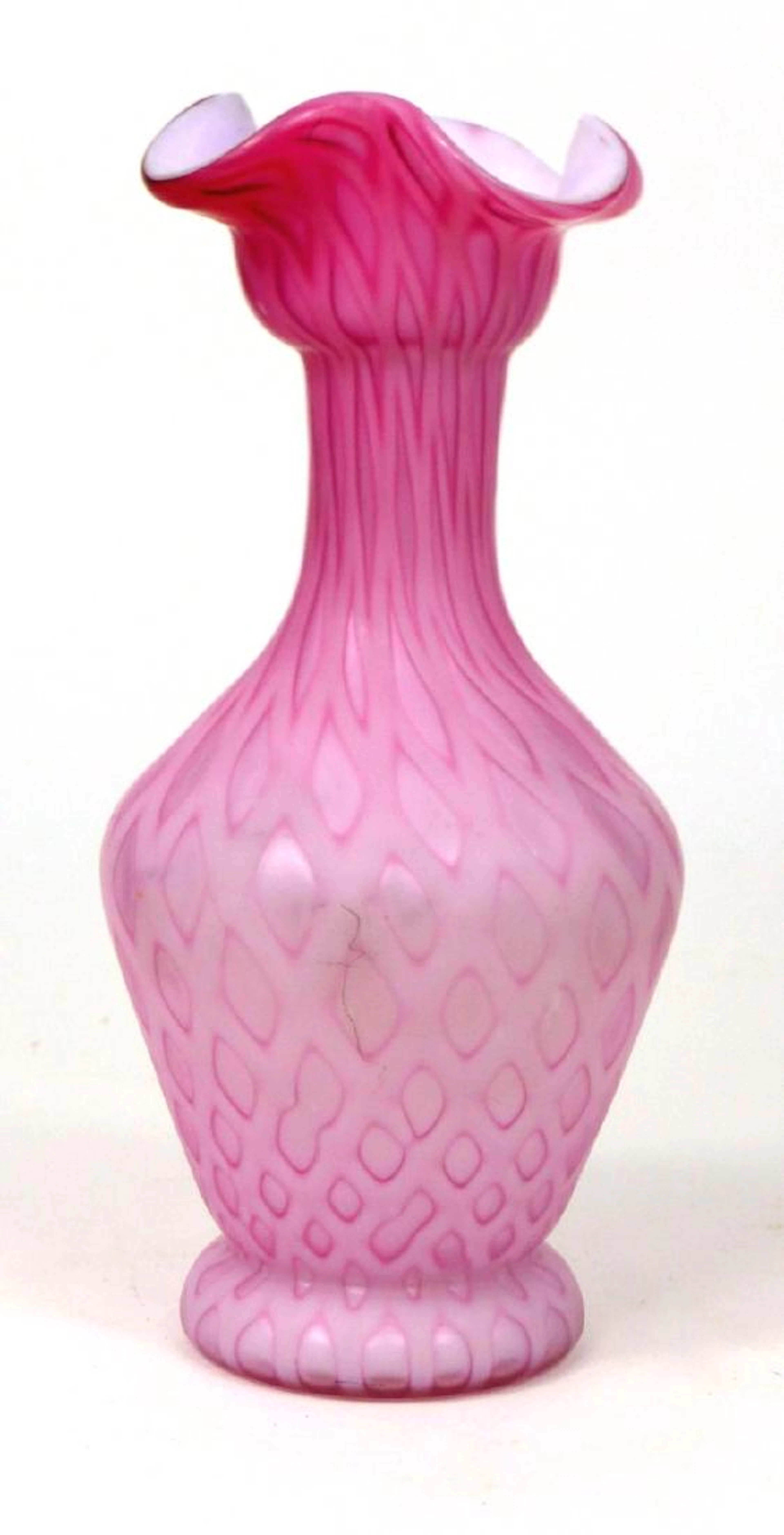Antique quilted satin glass vase