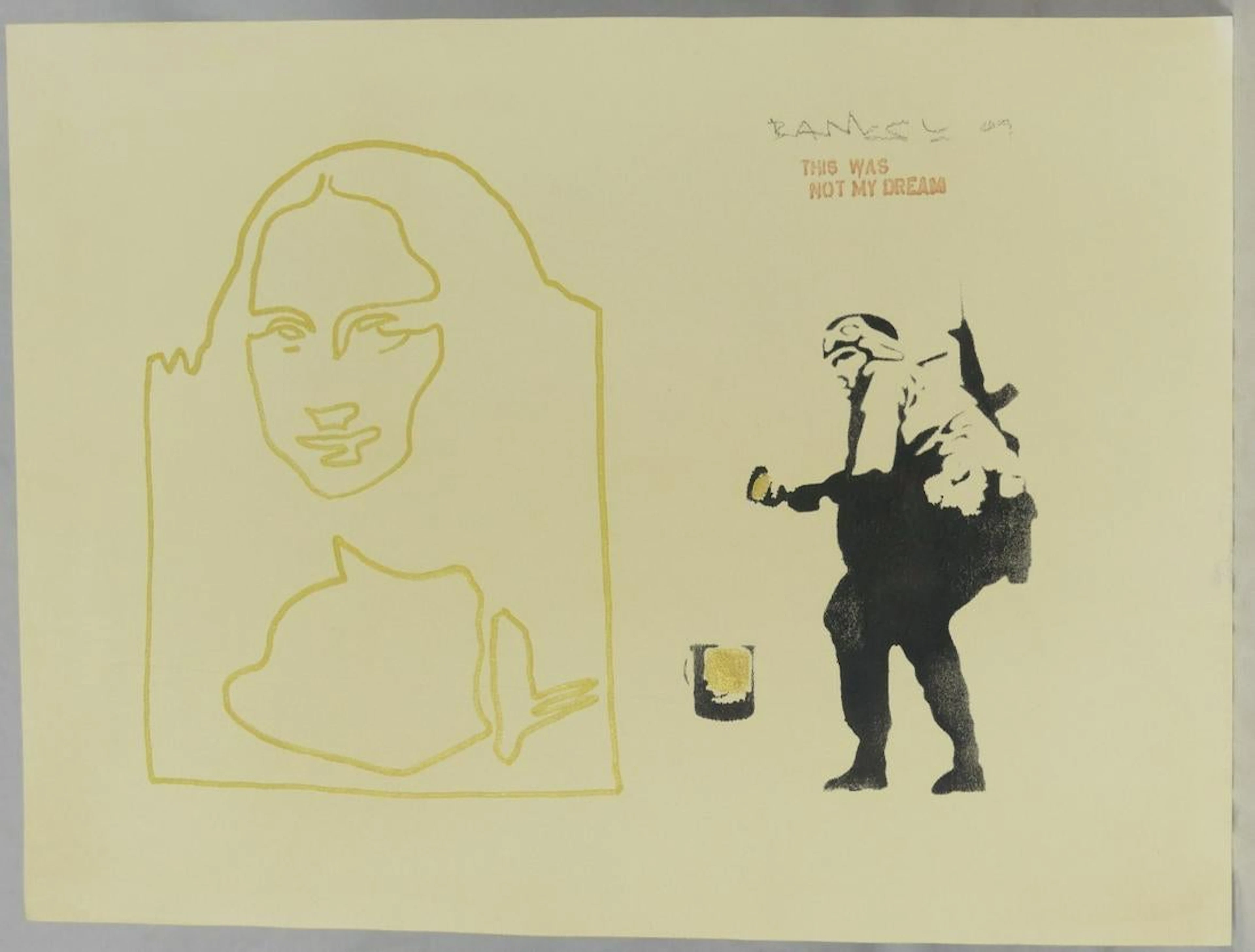 Bansky 'this was not my dream' drawing on paper