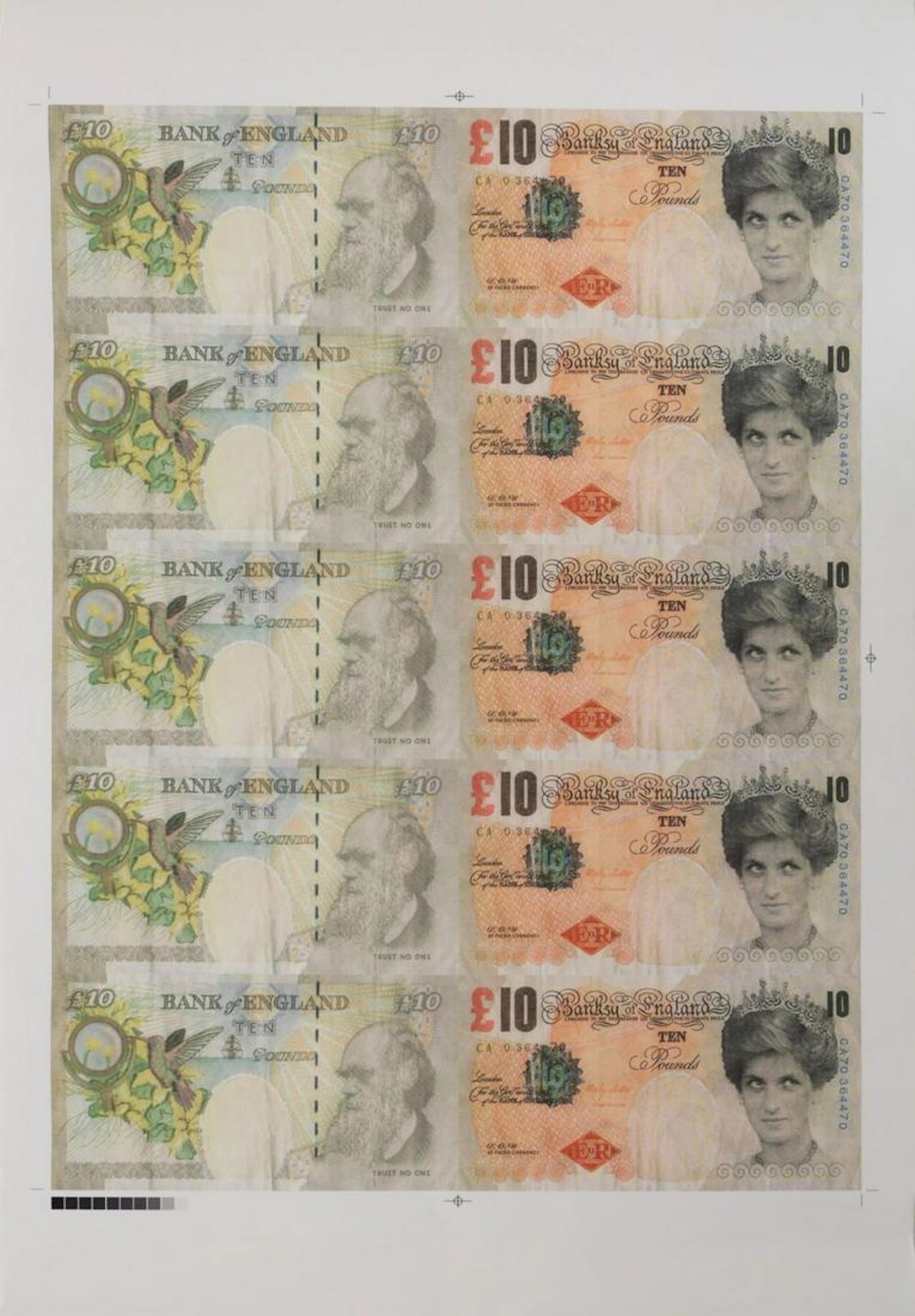 BANKSY UNCUT PROOF SHEET DI FACED TENNERS
