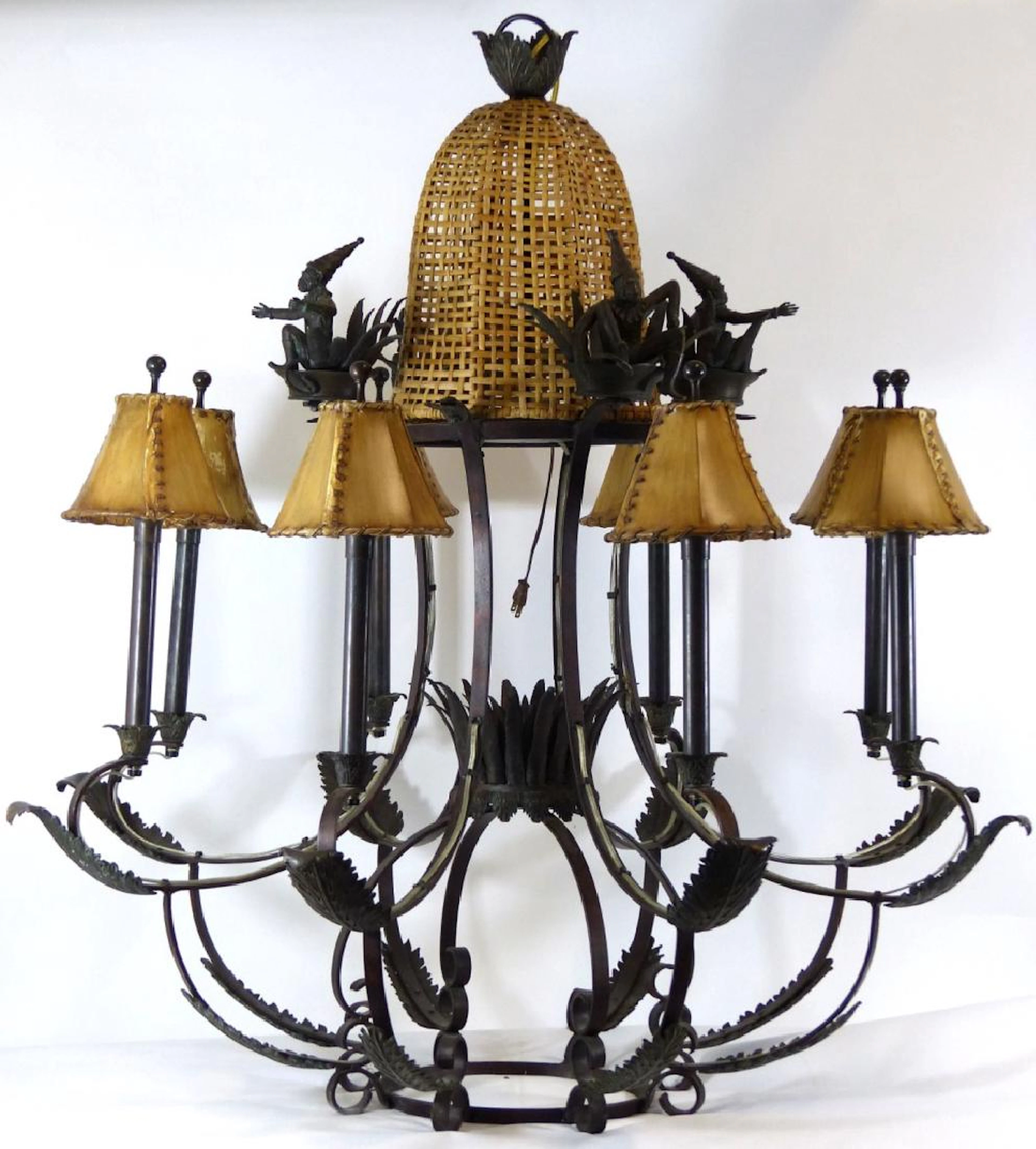 Maitland smith verdigris iron 8-light chandelier