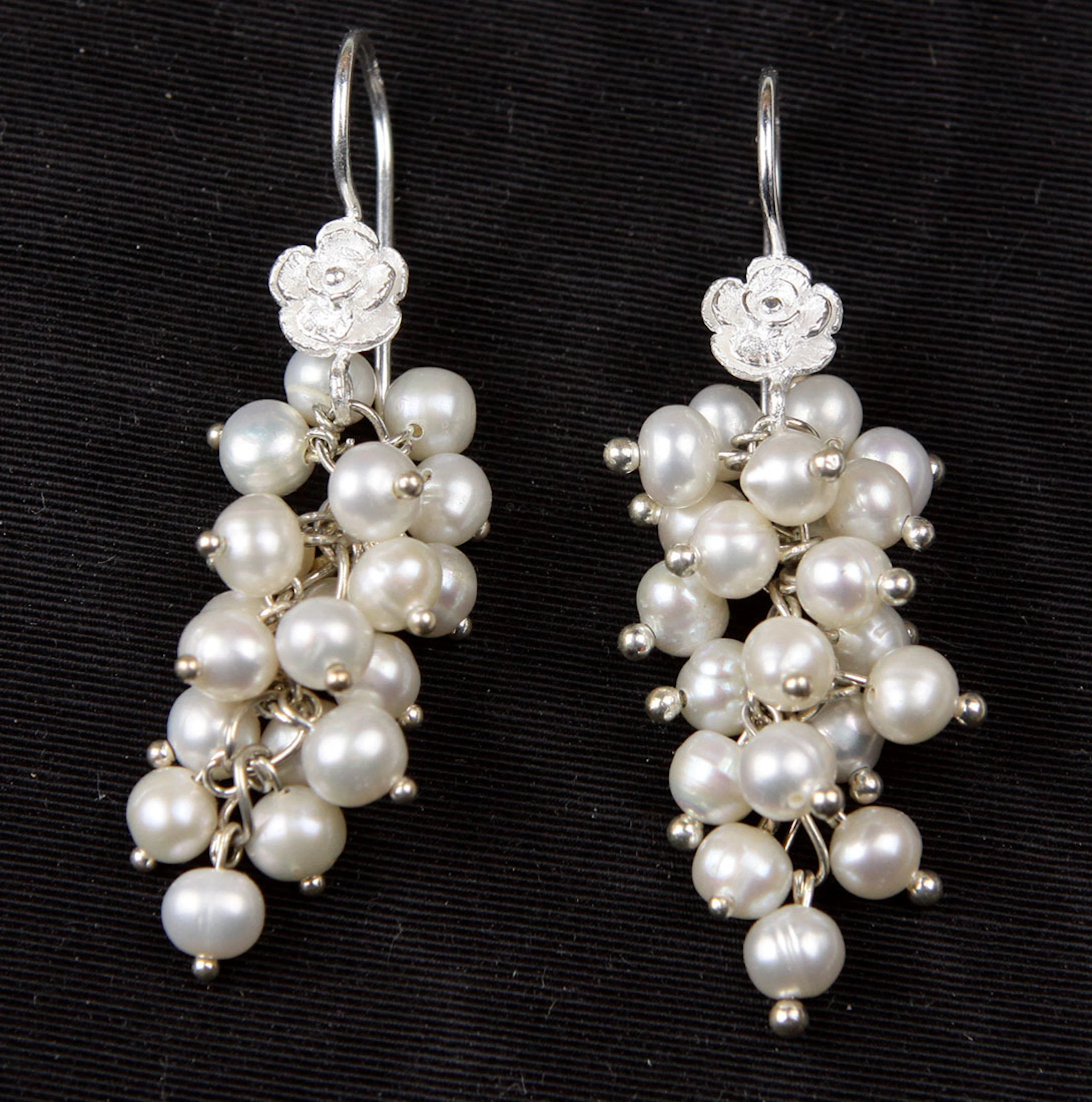 PERLENOHRRINGE, SILBER 925.
