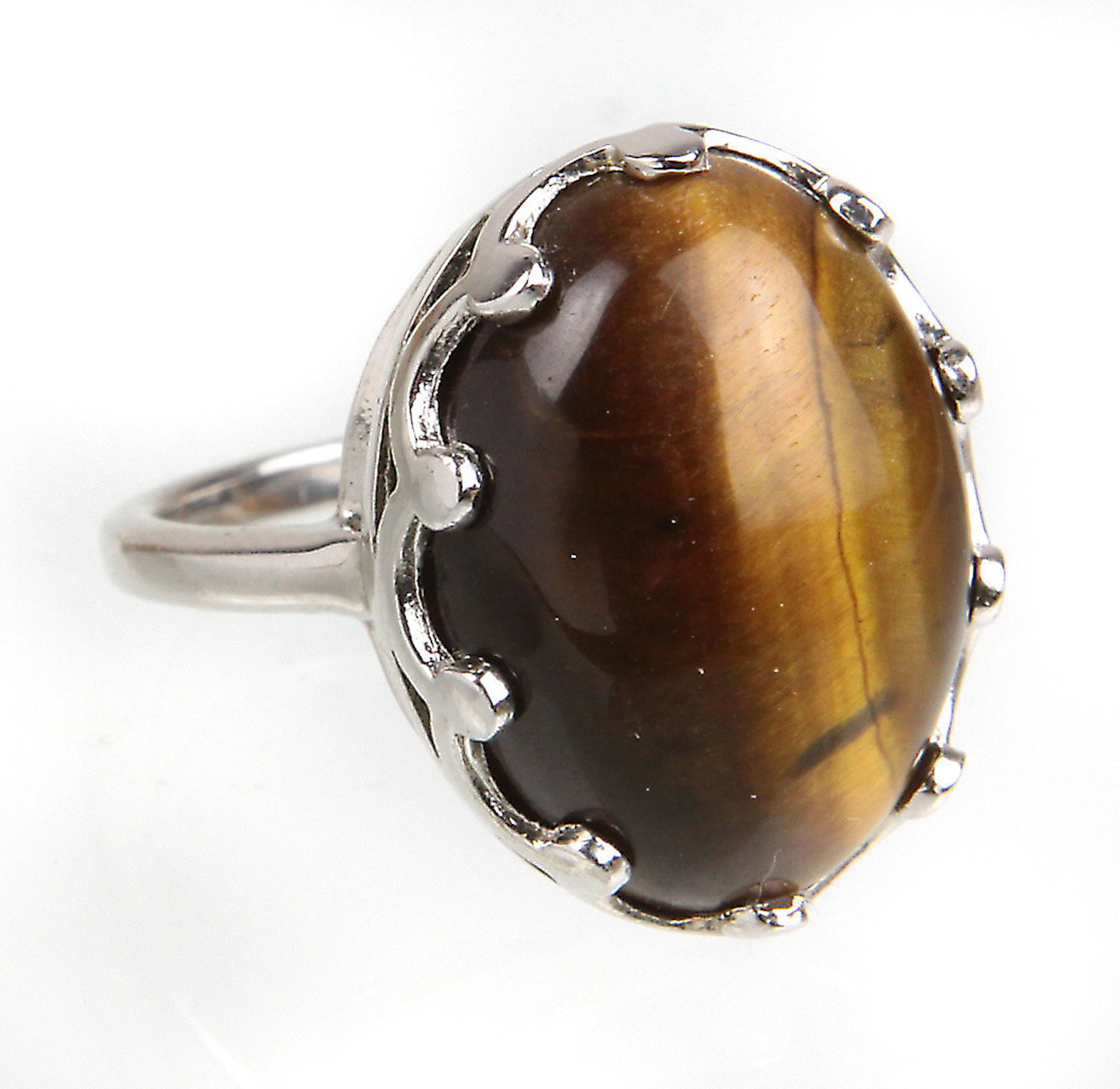 RING MIT TIGERAUGE, SILBER 925.