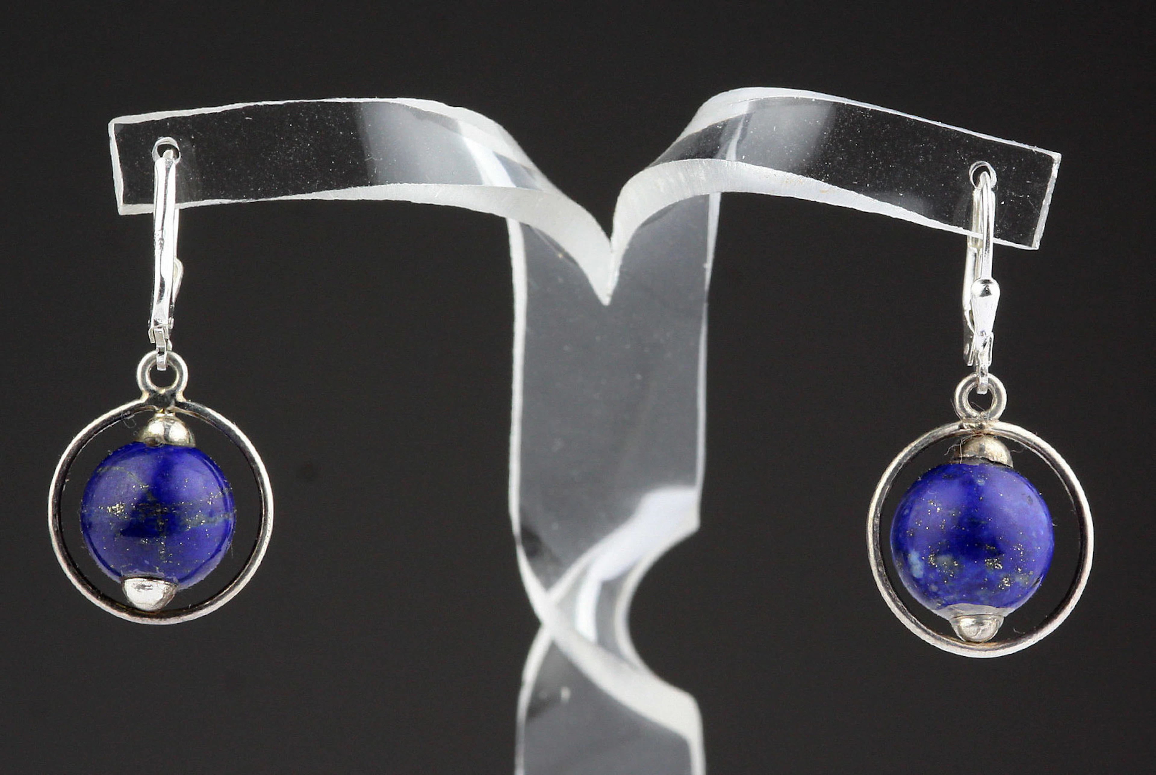 LAPISLAZULI PERLEN OHRSTECKER 925 SILBER.